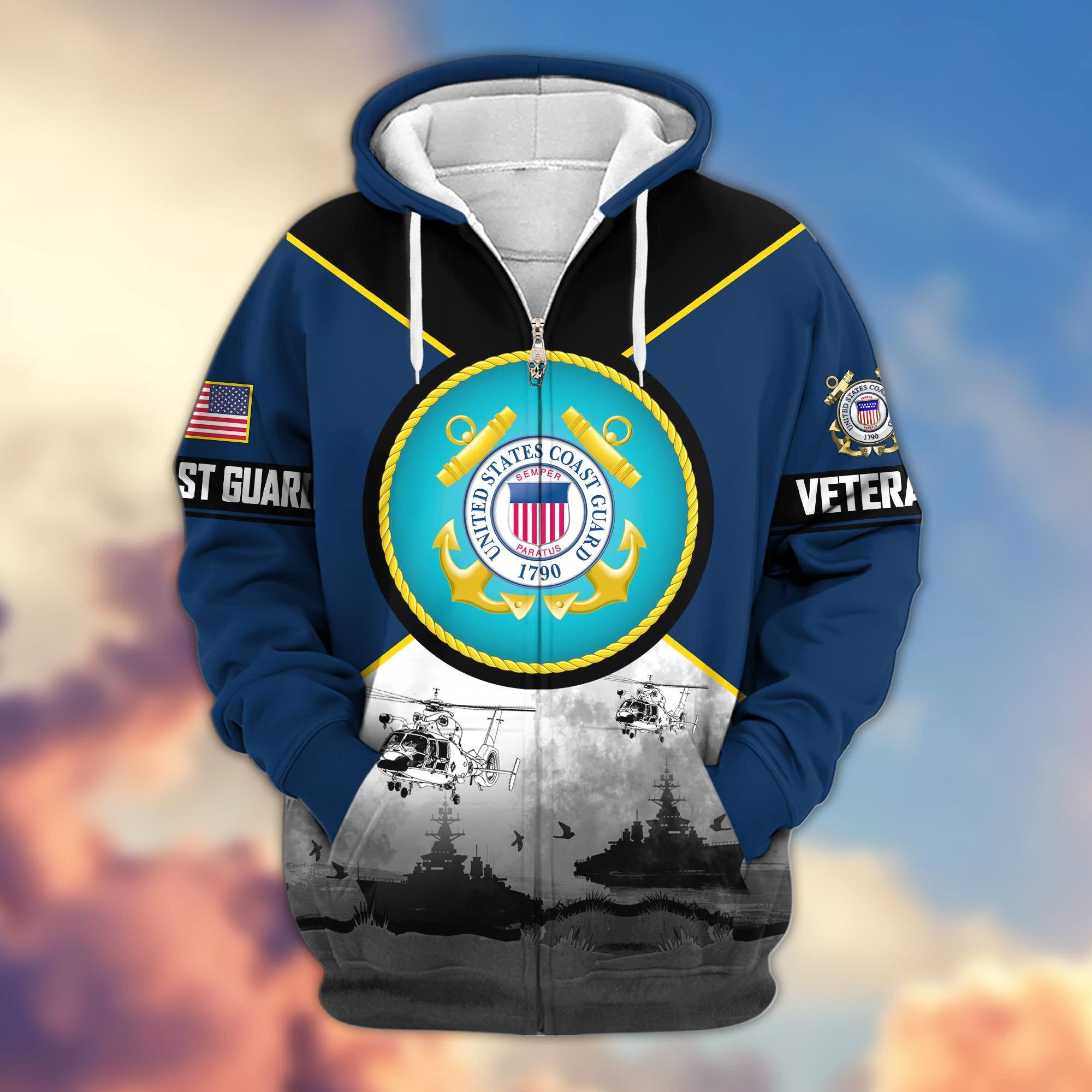 Premium US Veterans Zip Hoodie ATTN060821, Gifts For US Veterans, Gifts On Father's Day, Veterans Day.