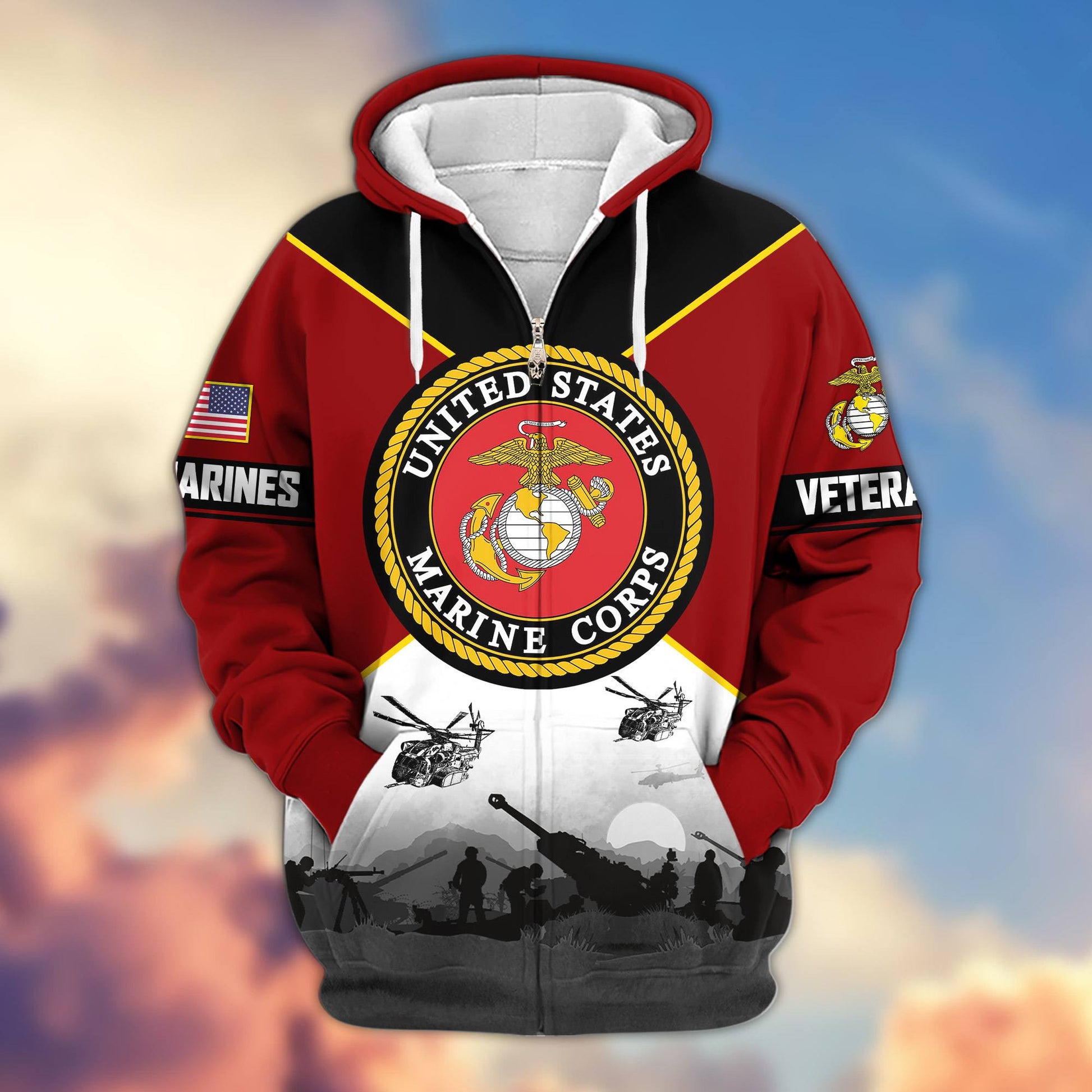 Premium US Veterans Zip Hoodie ATTN060821, Gifts For US Veterans, Gifts On Father's Day, Veterans Day.