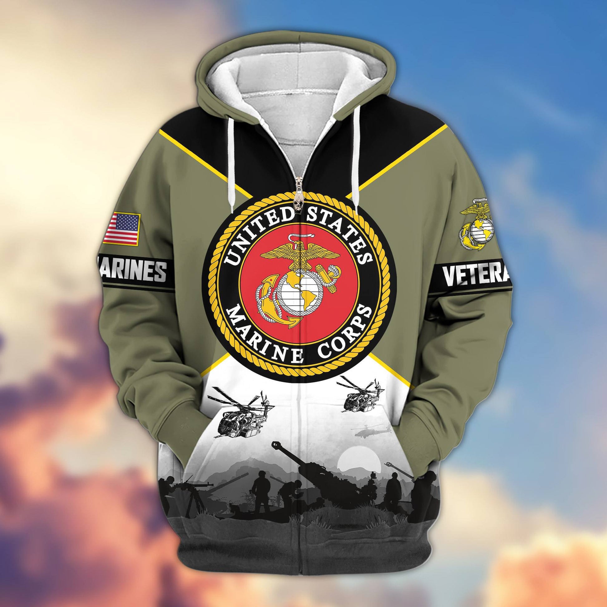 Premium US Veterans Zip Hoodie ATTN060821, Gifts For US Veterans, Gifts On Father's Day, Veterans Day.