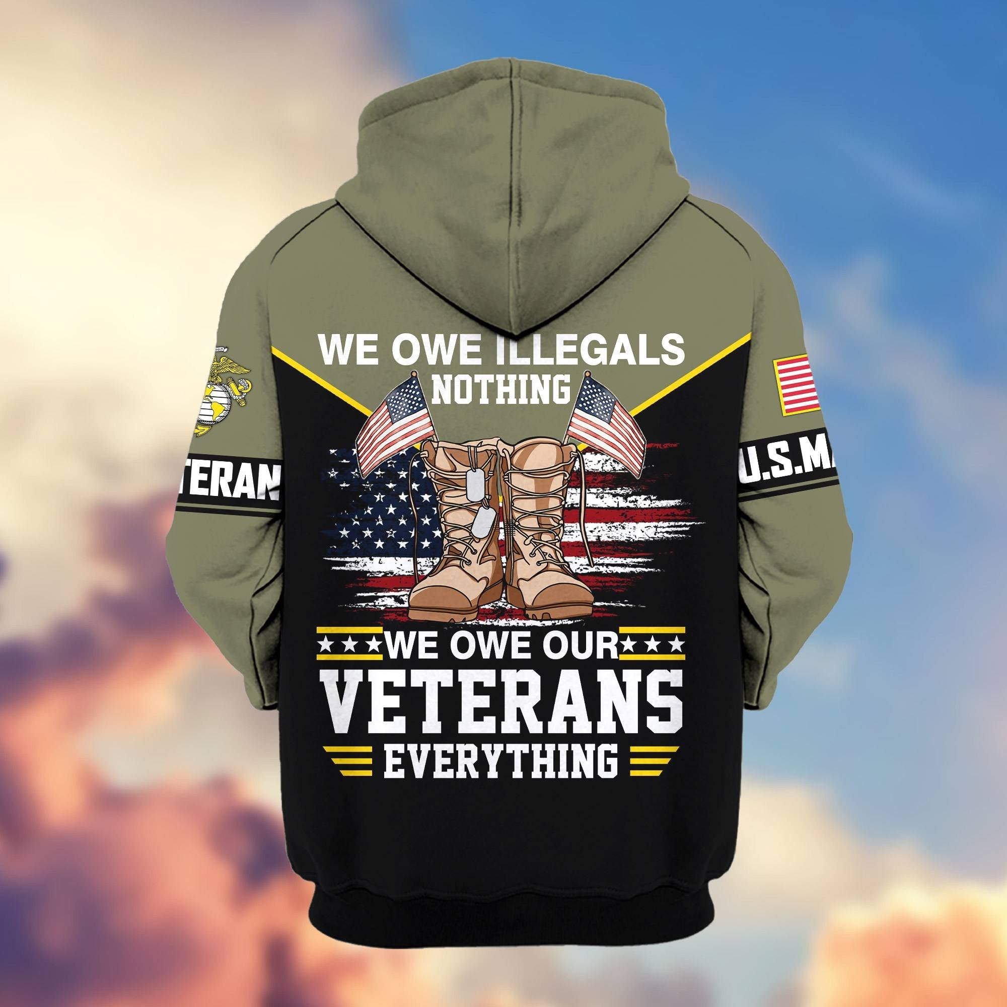 Premium US Veterans Zip Hoodie ATTN060821, Gifts For US Veterans, Gifts On Father's Day, Veterans Day.