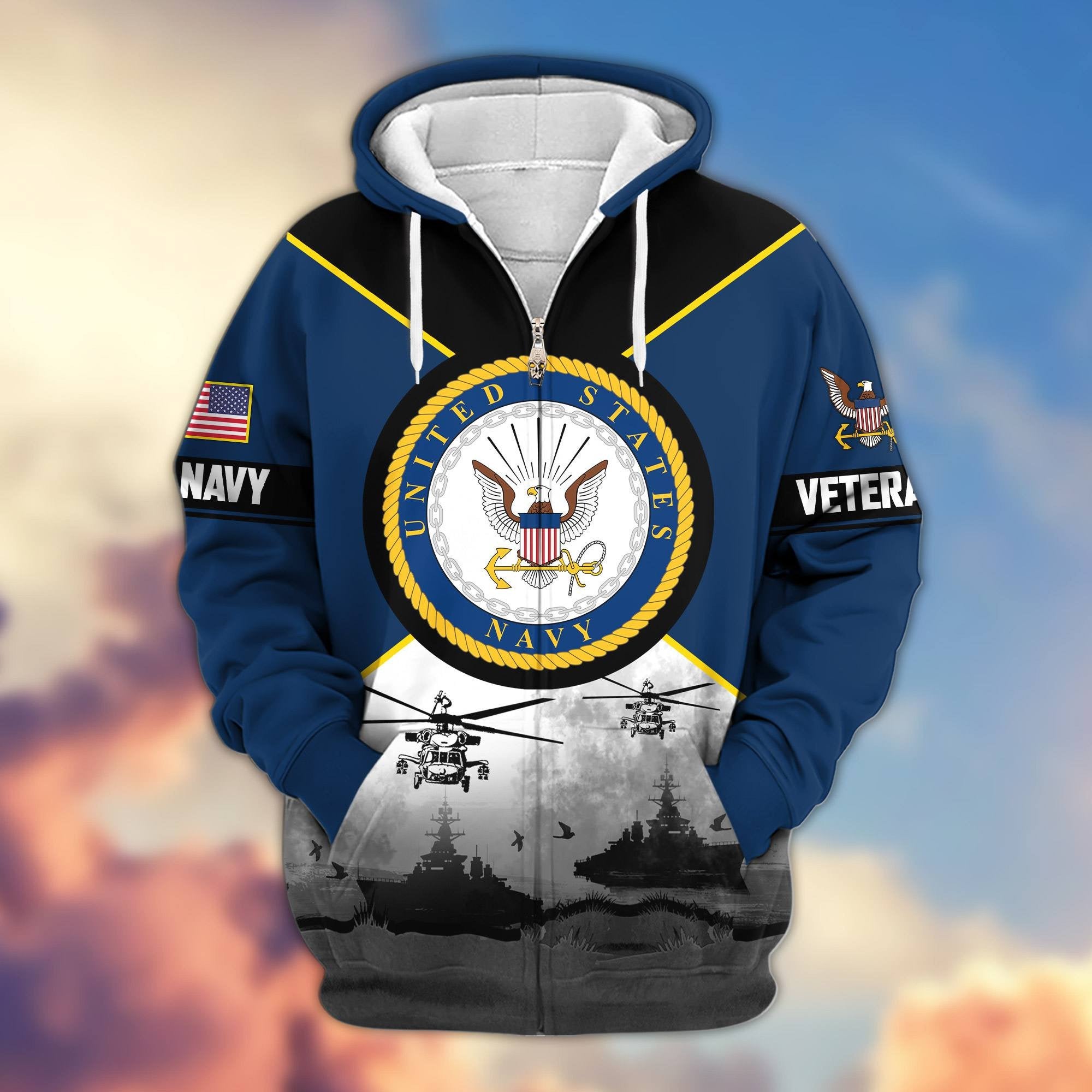 Premium US Veterans Zip Hoodie ATTN060821, Gifts For US Veterans, Gifts On Father's Day, Veterans Day.
