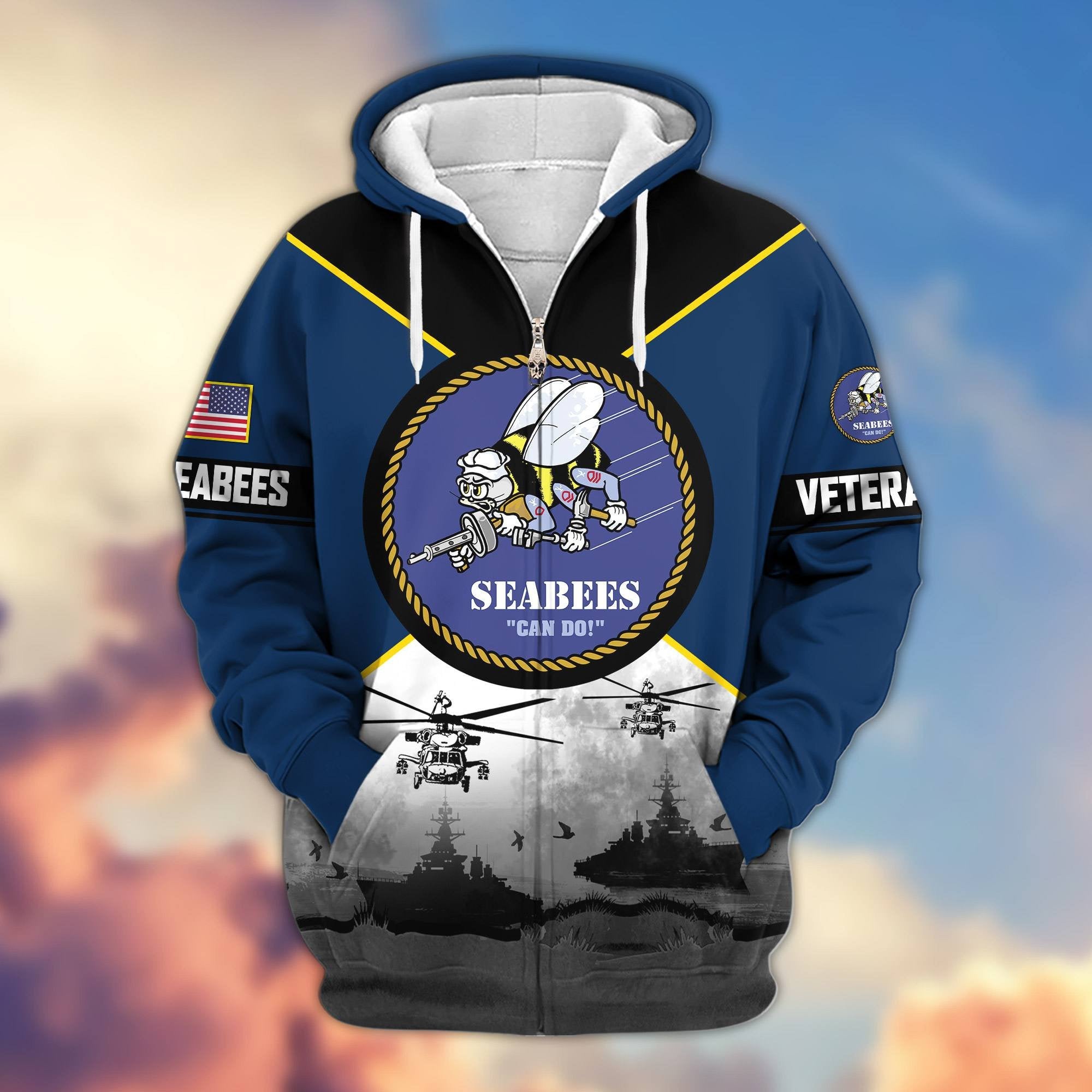 Premium US Veterans Zip Hoodie ATTN060821, Gifts For US Veterans, Gifts On Father's Day, Veterans Day.