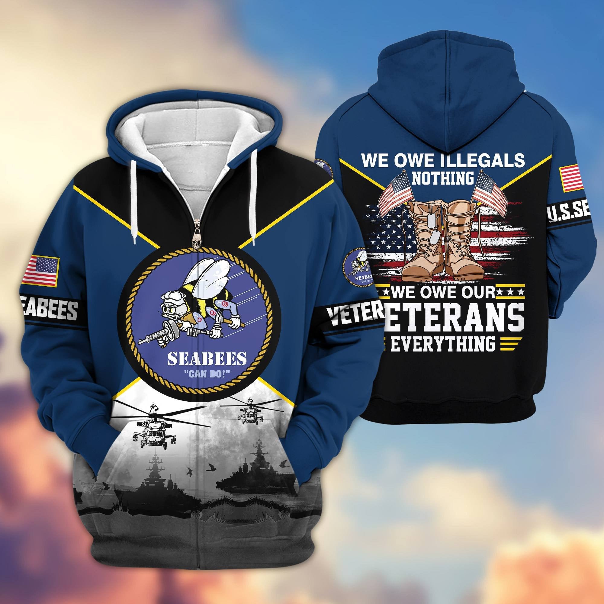 Premium US Veterans Zip Hoodie ATTN060821, Gifts For US Veterans, Gifts On Father's Day, Veterans Day.