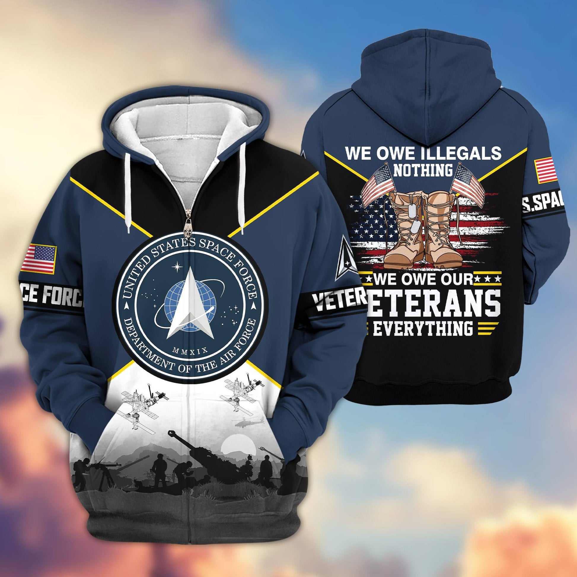 Premium US Veterans Zip Hoodie ATTN060821, Gifts For US Veterans, Gifts On Father's Day, Veterans Day.