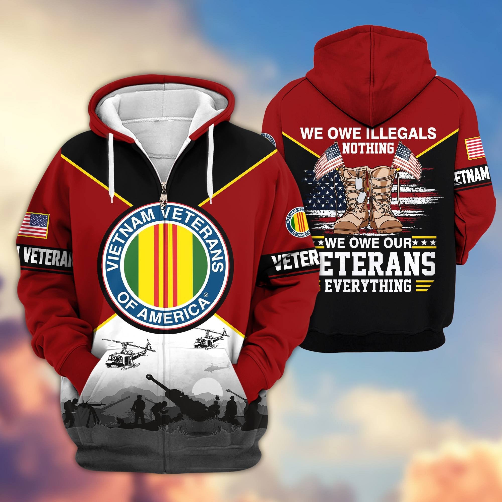 Premium US Veterans Zip Hoodie ATTN060821, Gifts For US Veterans, Gifts On Father's Day, Veterans Day.