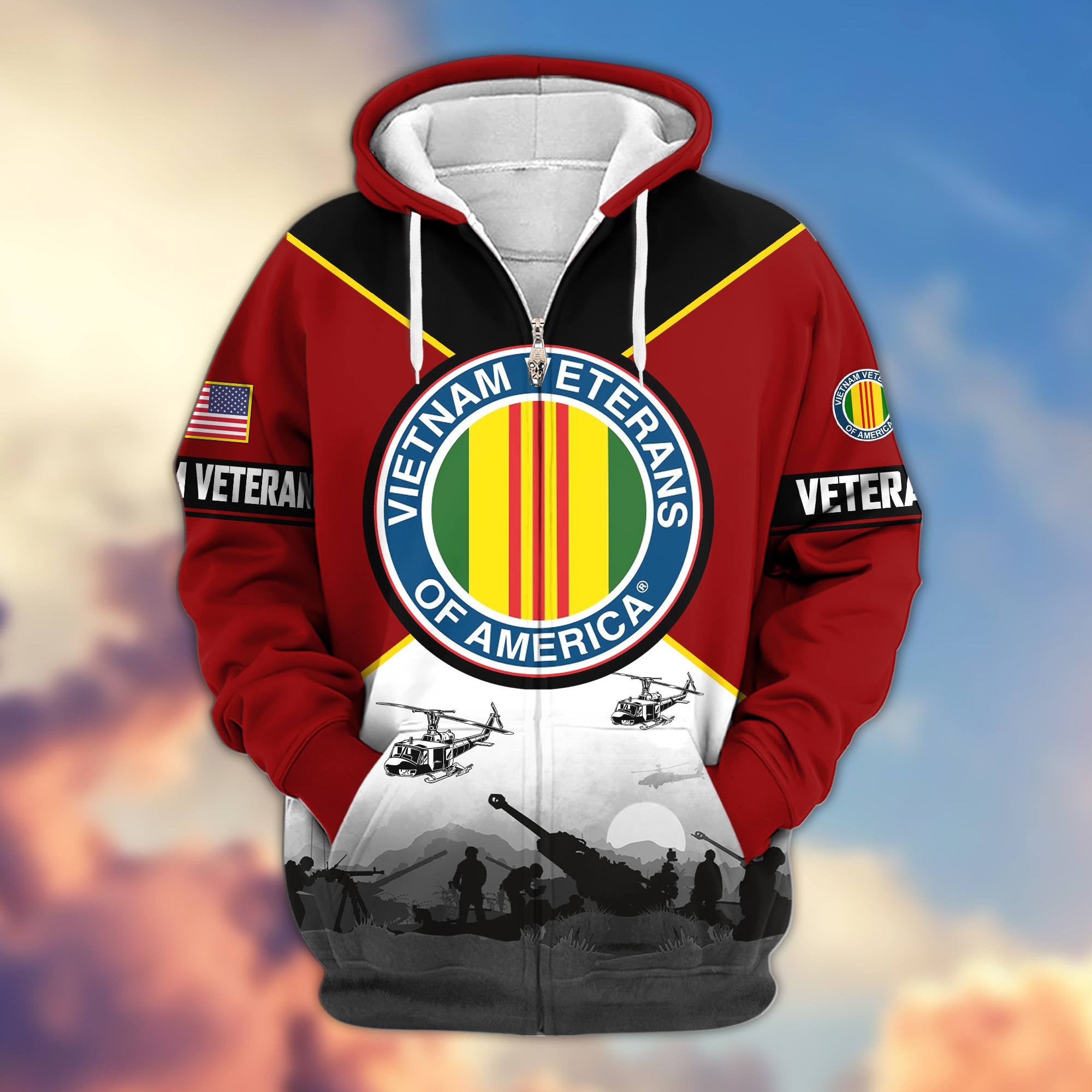 Premium US Veterans Zip Hoodie ATTN060821, Gifts For US Veterans, Gifts On Father's Day, Veterans Day.