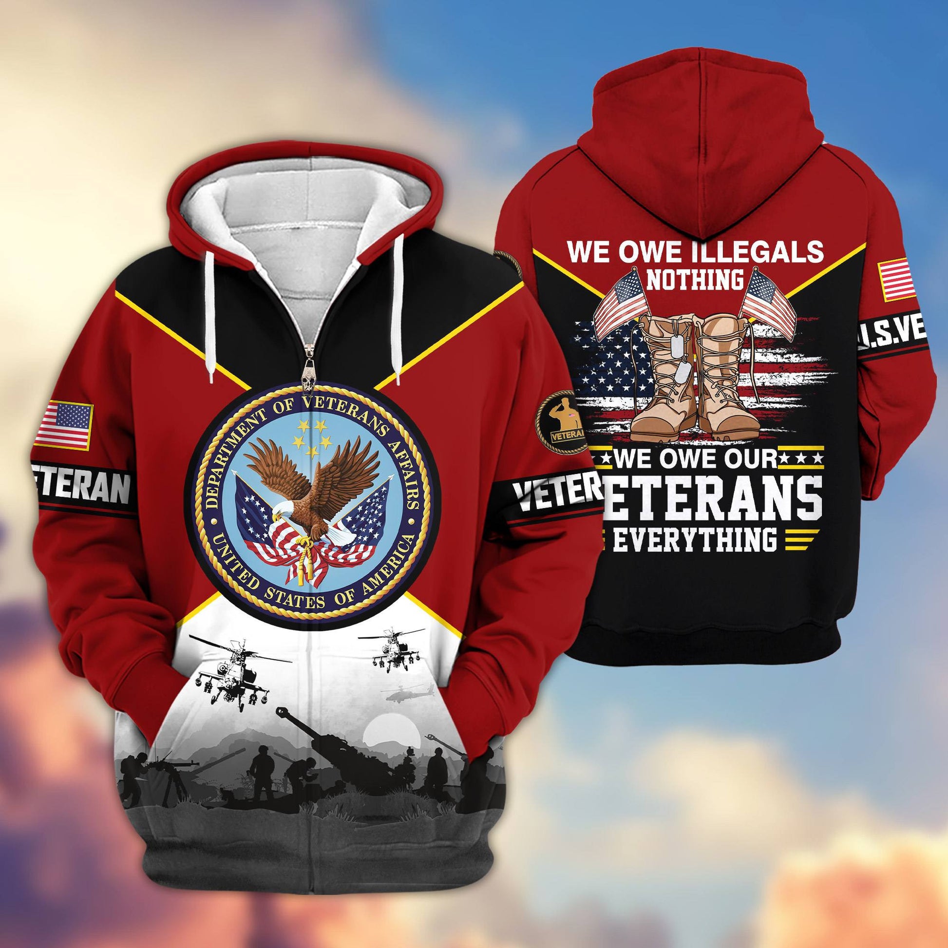 Premium US Veterans Zip Hoodie ATTN060821, Gifts For US Veterans, Gifts On Father's Day, Veterans Day.