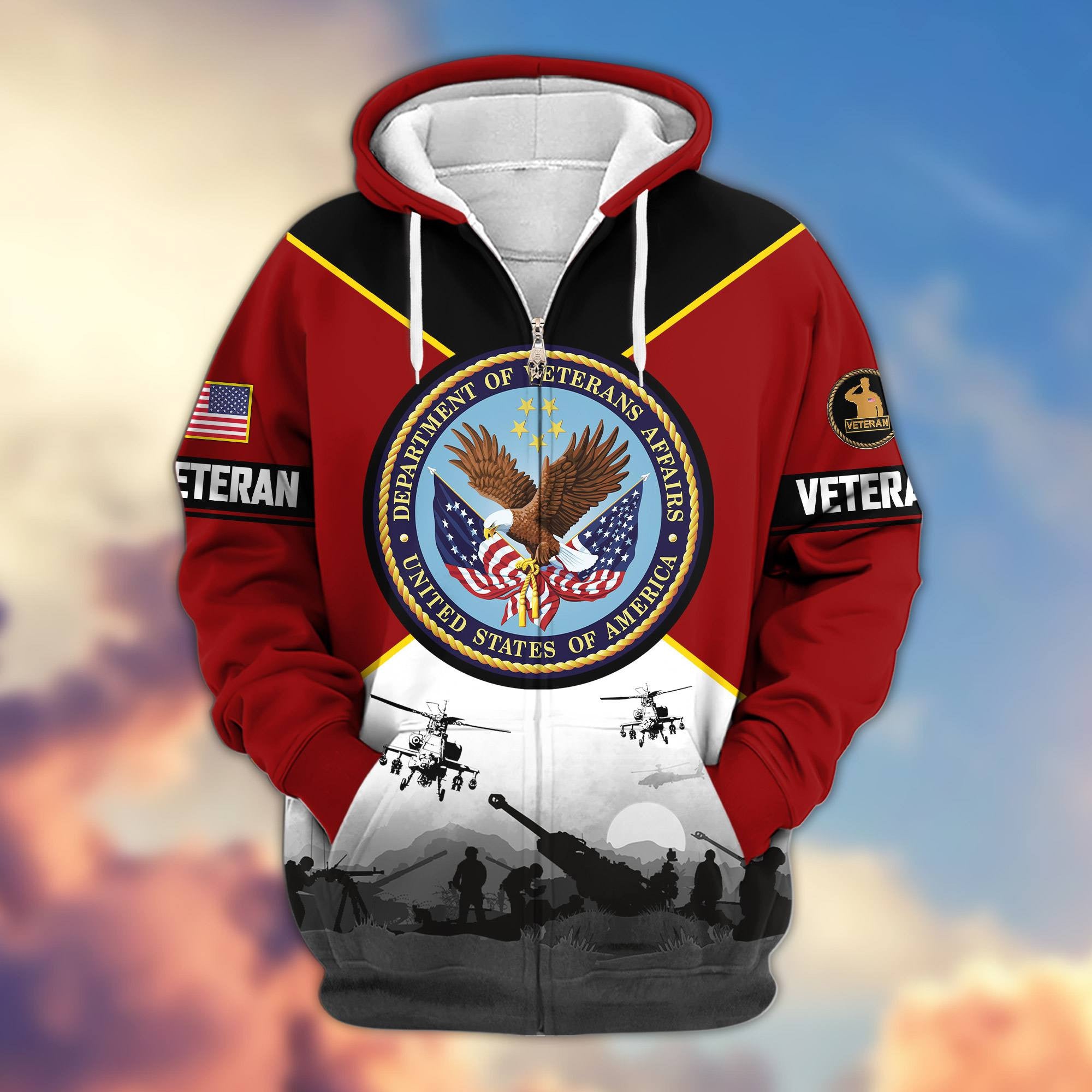Premium US Veterans Zip Hoodie ATTN060821, Gifts For US Veterans, Gifts On Father's Day, Veterans Day.