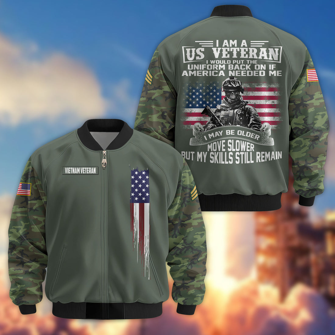 Premium Custom Vietnam Veteran Bomber Jacket VPVC802606, Gifts For Vietnam Veteran, Gifts On Father's Day, Veterans Day.