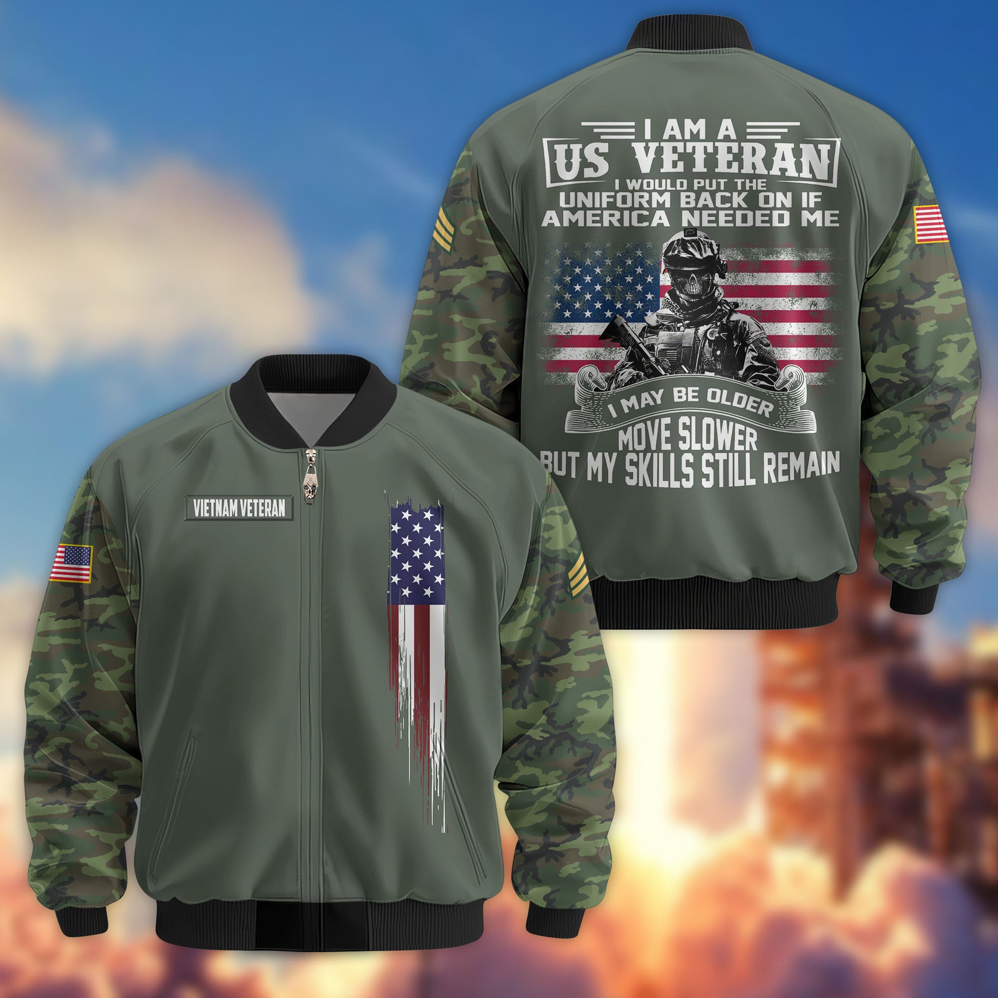 Premium Custom Vietnam Veteran Bomber Jacket VPVC802606, Gifts For Vietnam Veteran, Gifts On Father's Day, Veterans Day.