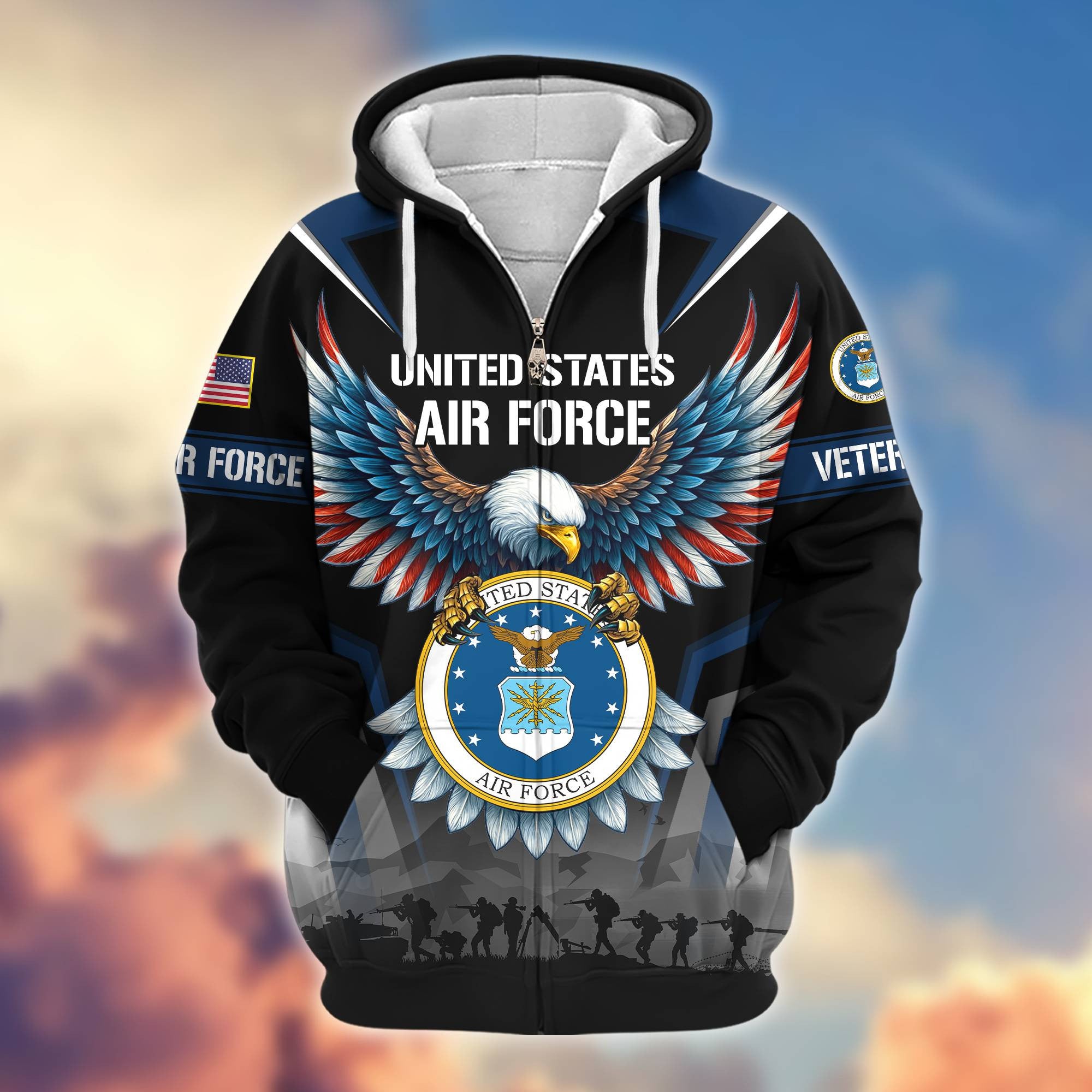 Premium US Veterans Zip Hoodie BPHN110812, Gifts For US Veterans, Gifts On Father's Day, Veterans Day.