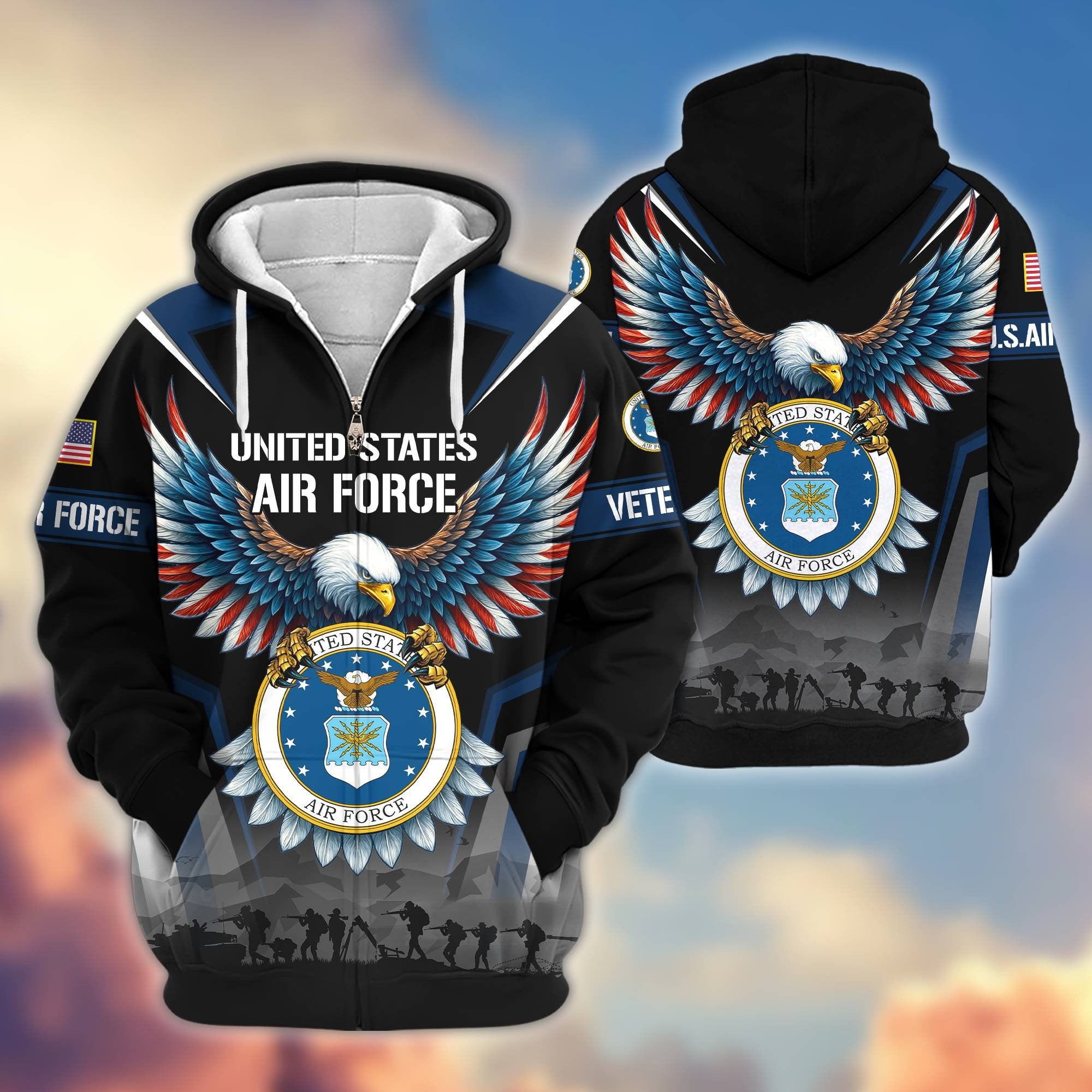 Premium US Veterans Zip Hoodie BPHN110812, Gifts For US Veterans, Gifts On Father's Day, Veterans Day.
