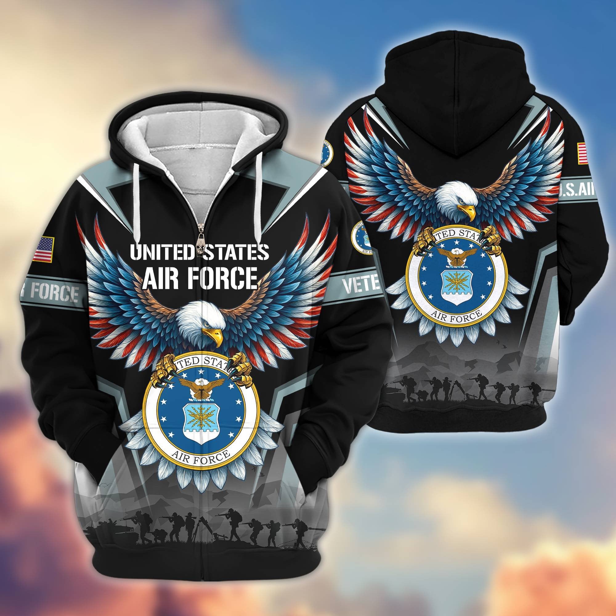 Premium US Veterans Zip Hoodie BPHN110812, Gifts For US Veterans, Gifts On Father's Day, Veterans Day.