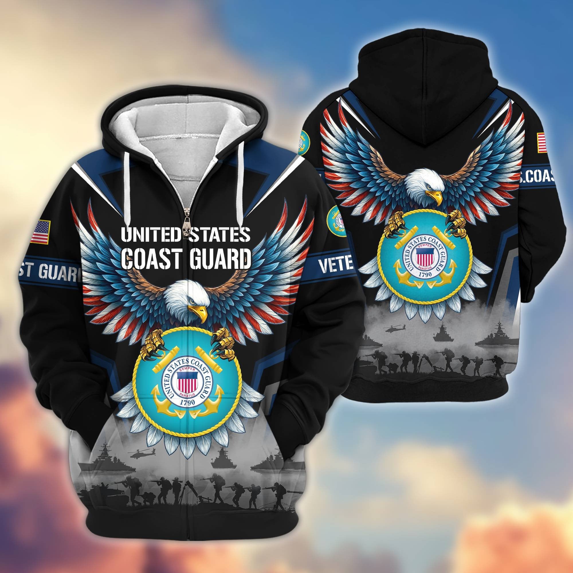 Premium US Veterans Zip Hoodie BPHN110812, Gifts For US Veterans, Gifts On Father's Day, Veterans Day.