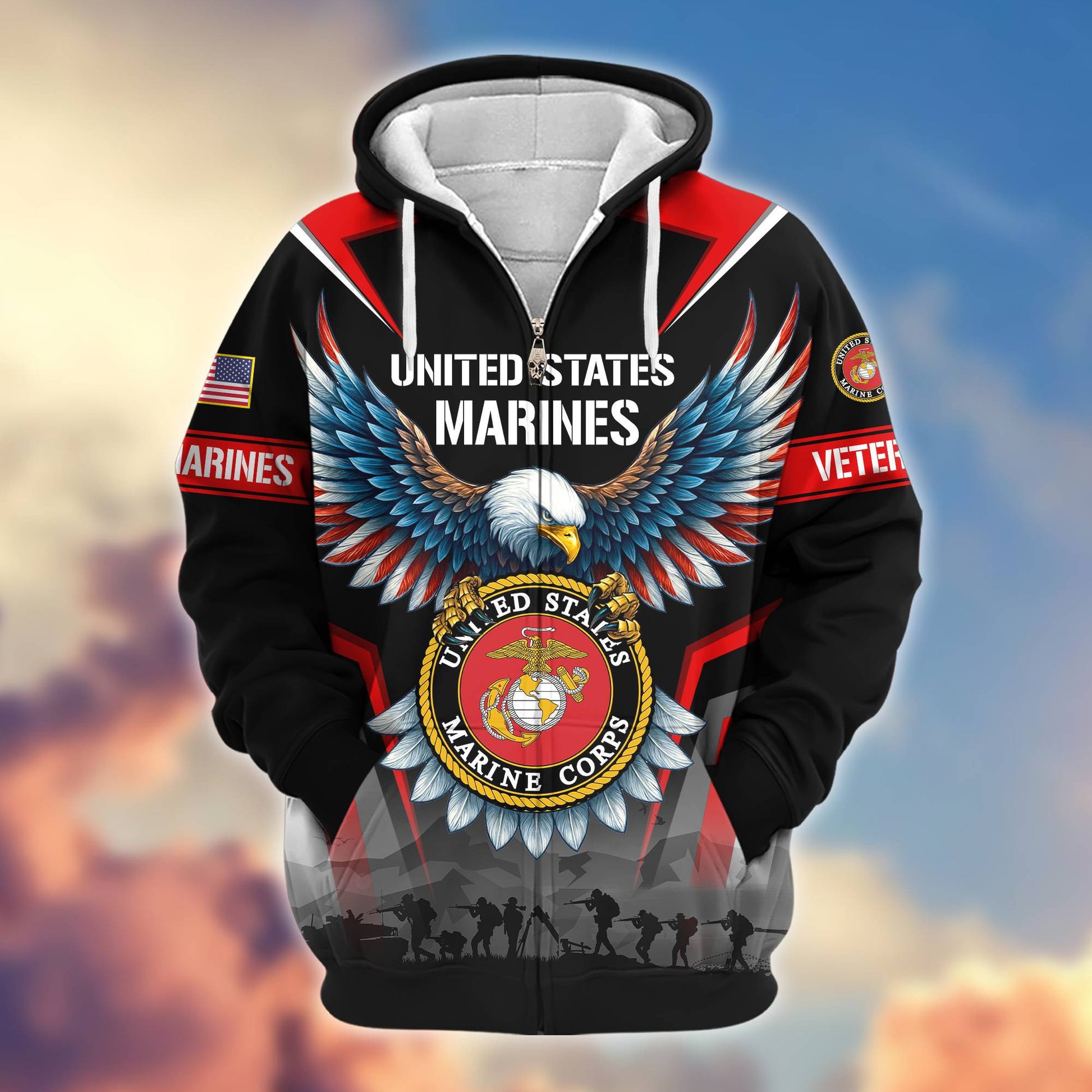 Premium US Veterans Zip Hoodie BPHN110812, Gifts For US Veterans, Gifts On Father's Day, Veterans Day.