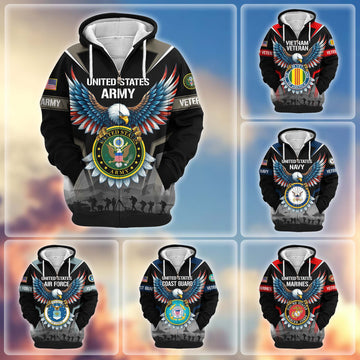 Premium US Veterans Zip Hoodie BPHN110812, Gifts For US Veterans, Gifts On Father's Day, Veterans Day.