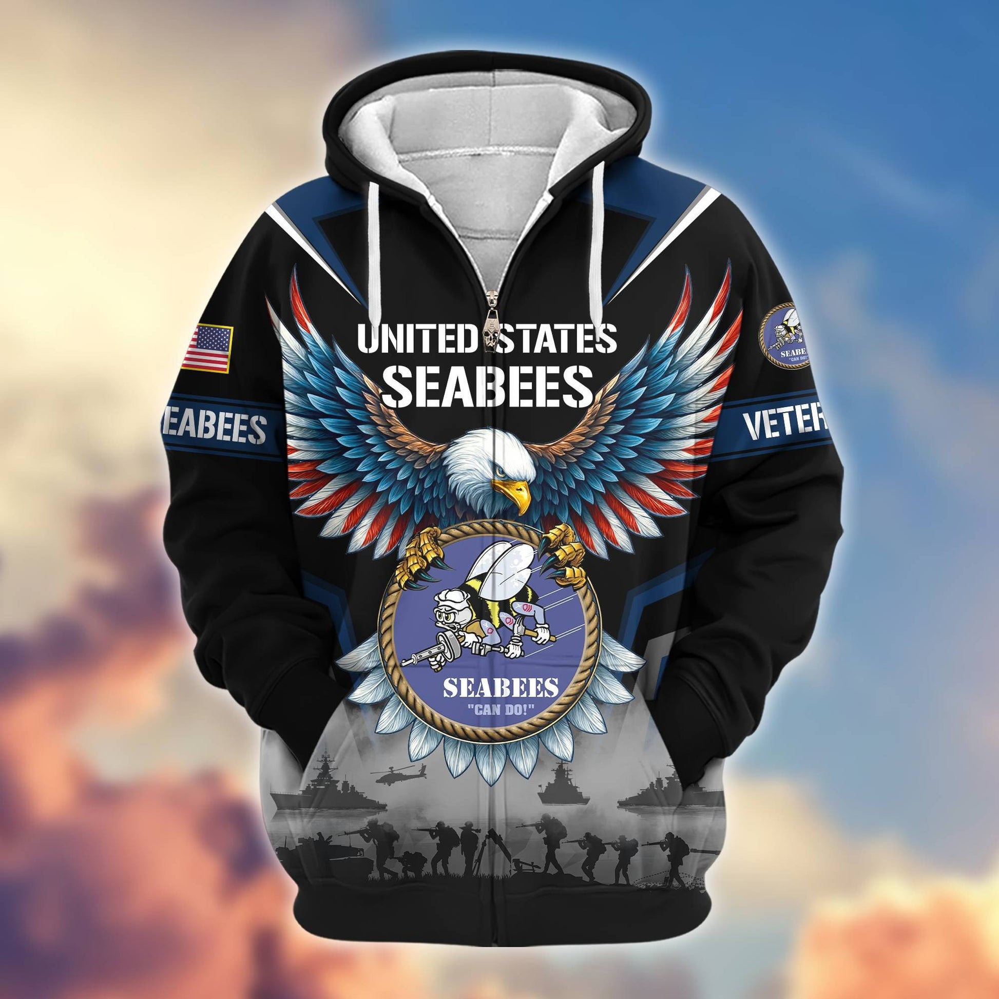 Premium US Veterans Zip Hoodie BPHN110812, Gifts For US Veterans, Gifts On Father's Day, Veterans Day.