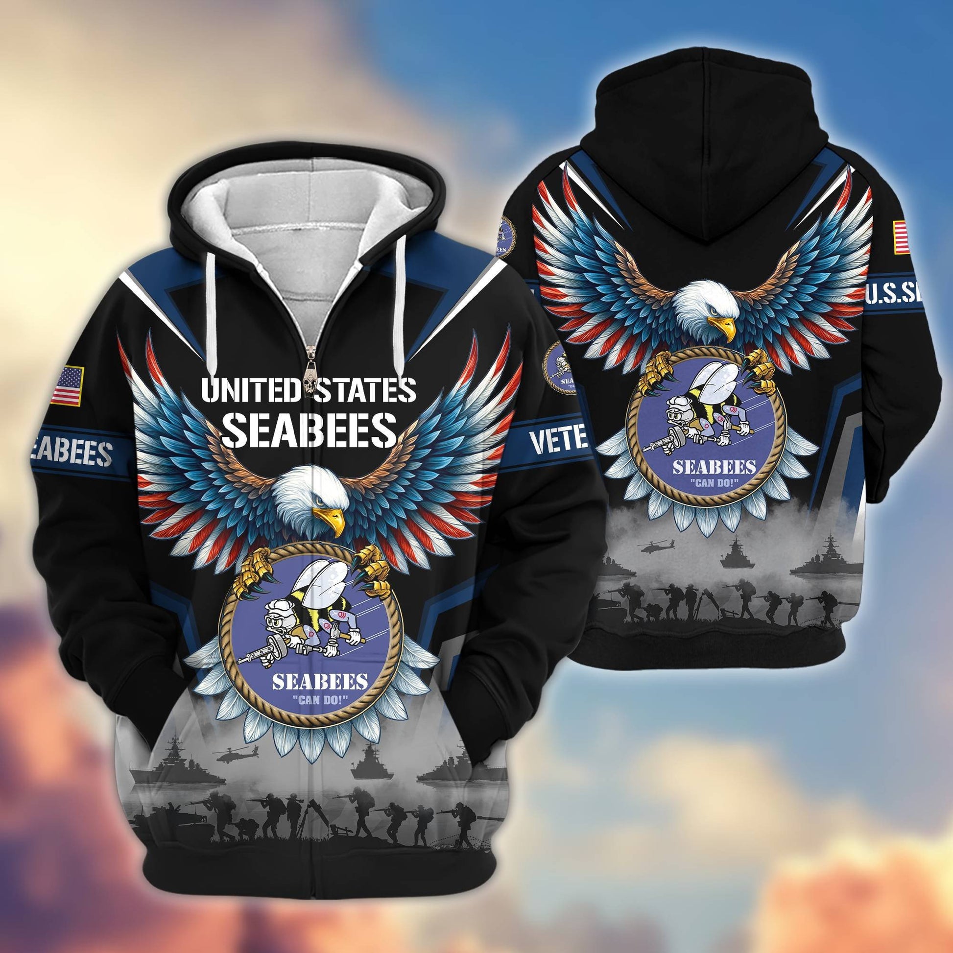 Premium US Veterans Zip Hoodie BPHN110812, Gifts For US Veterans, Gifts On Father's Day, Veterans Day.