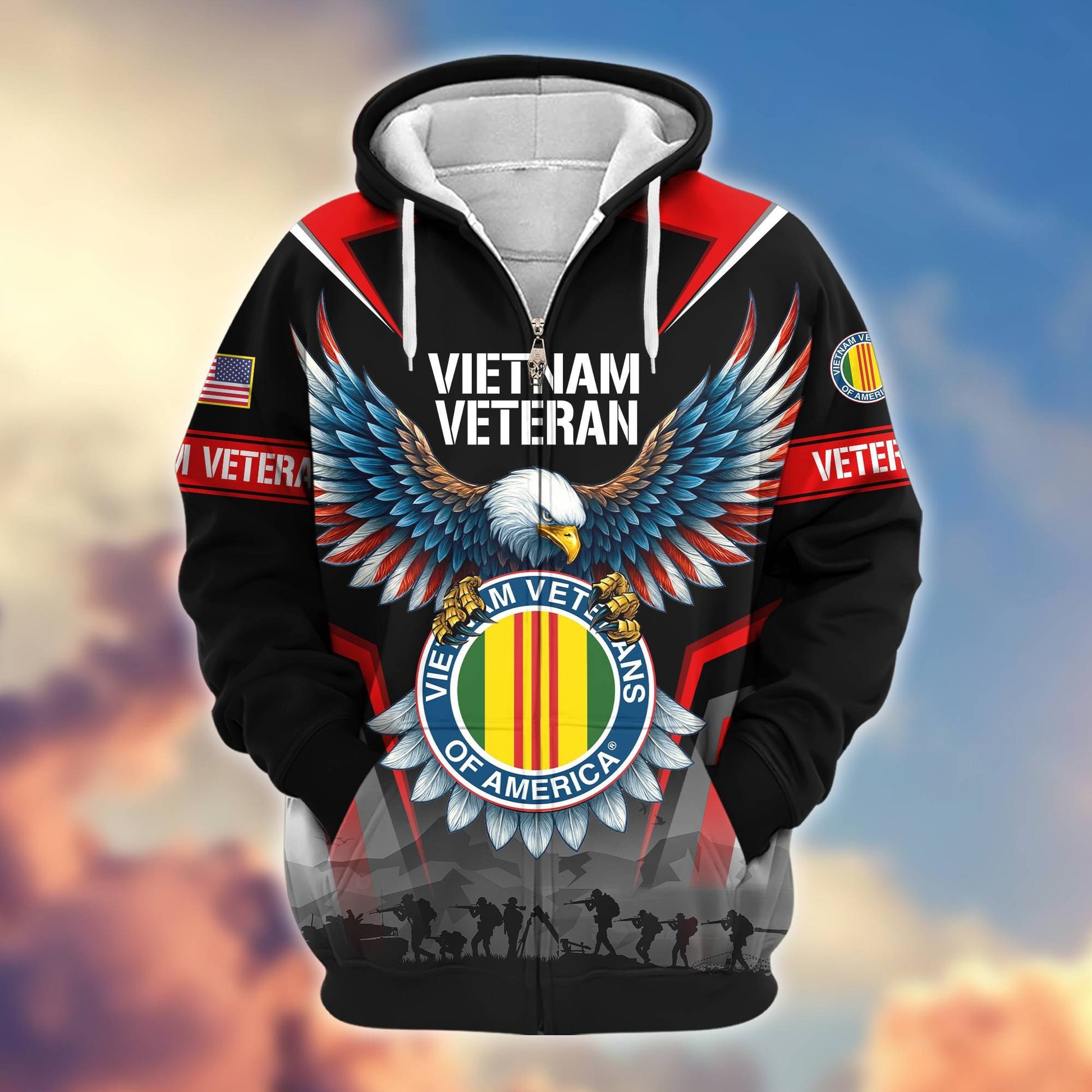 Premium US Veterans Zip Hoodie BPHN110812, Gifts For US Veterans, Gifts On Father's Day, Veterans Day.