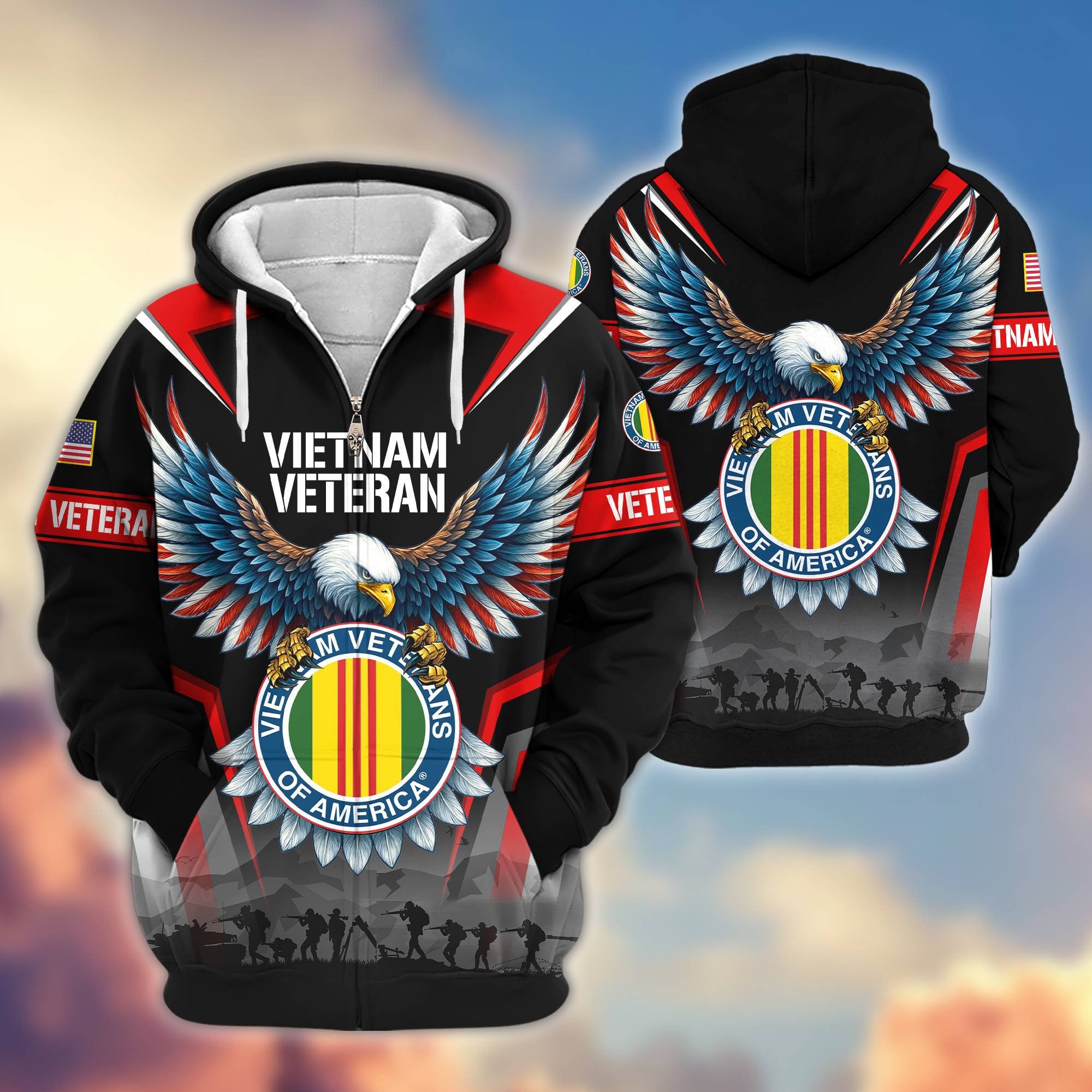 Premium US Veterans Zip Hoodie BPHN110812, Gifts For US Veterans, Gifts On Father's Day, Veterans Day.