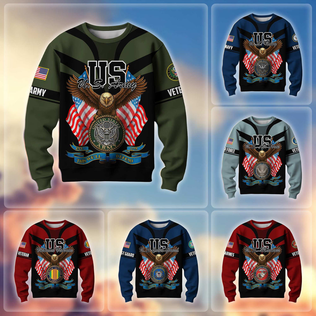 Premium US Veterans Sweatshirt ATTN140821, Gifts For US Veterans, Gifts On Father's Day, Veterans Day.
