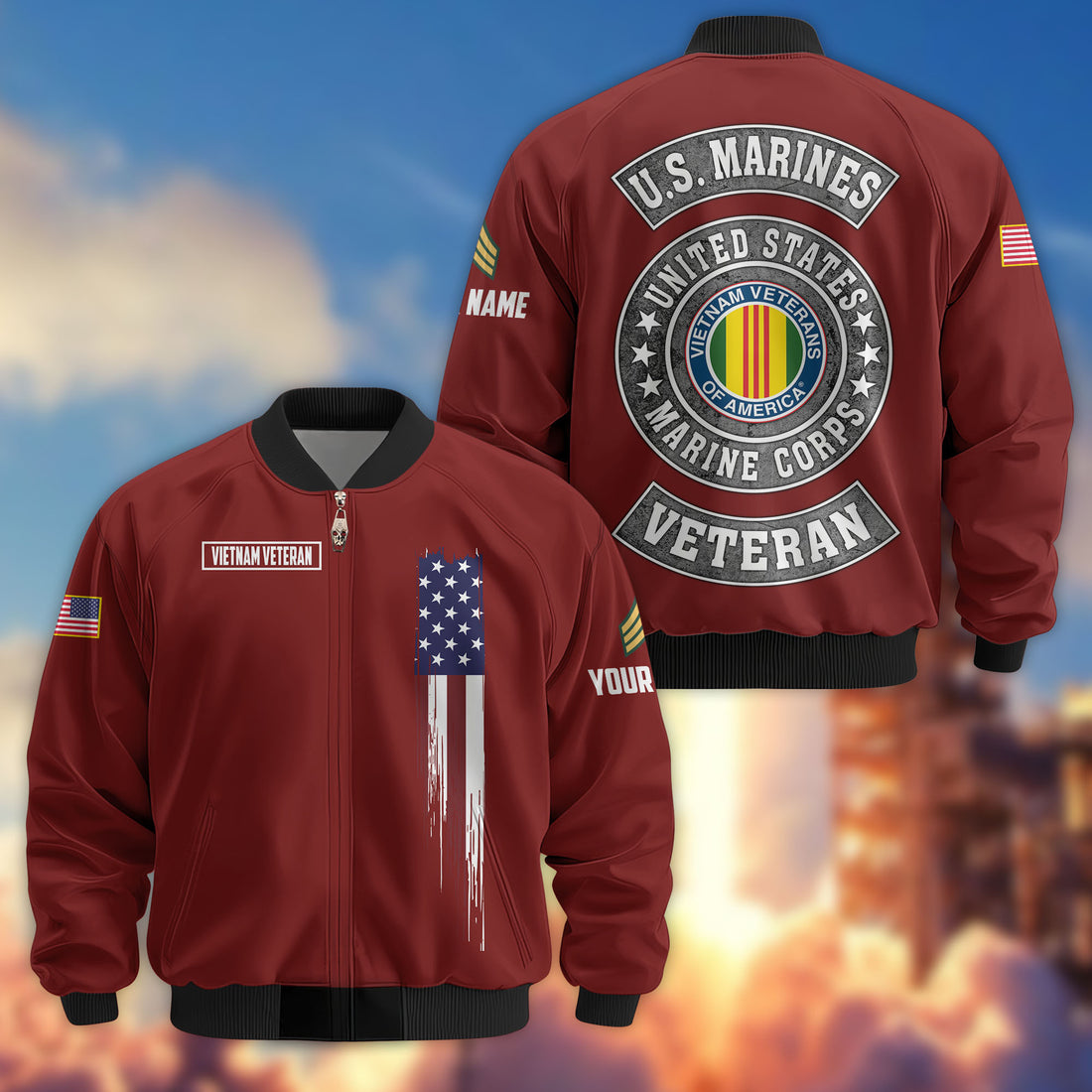 Premium Custom Vietnam Veteran Bomber Jacket VPVC802806, Gifts For Vietnam Veteran, Gifts On Father's Day, Veterans Day.