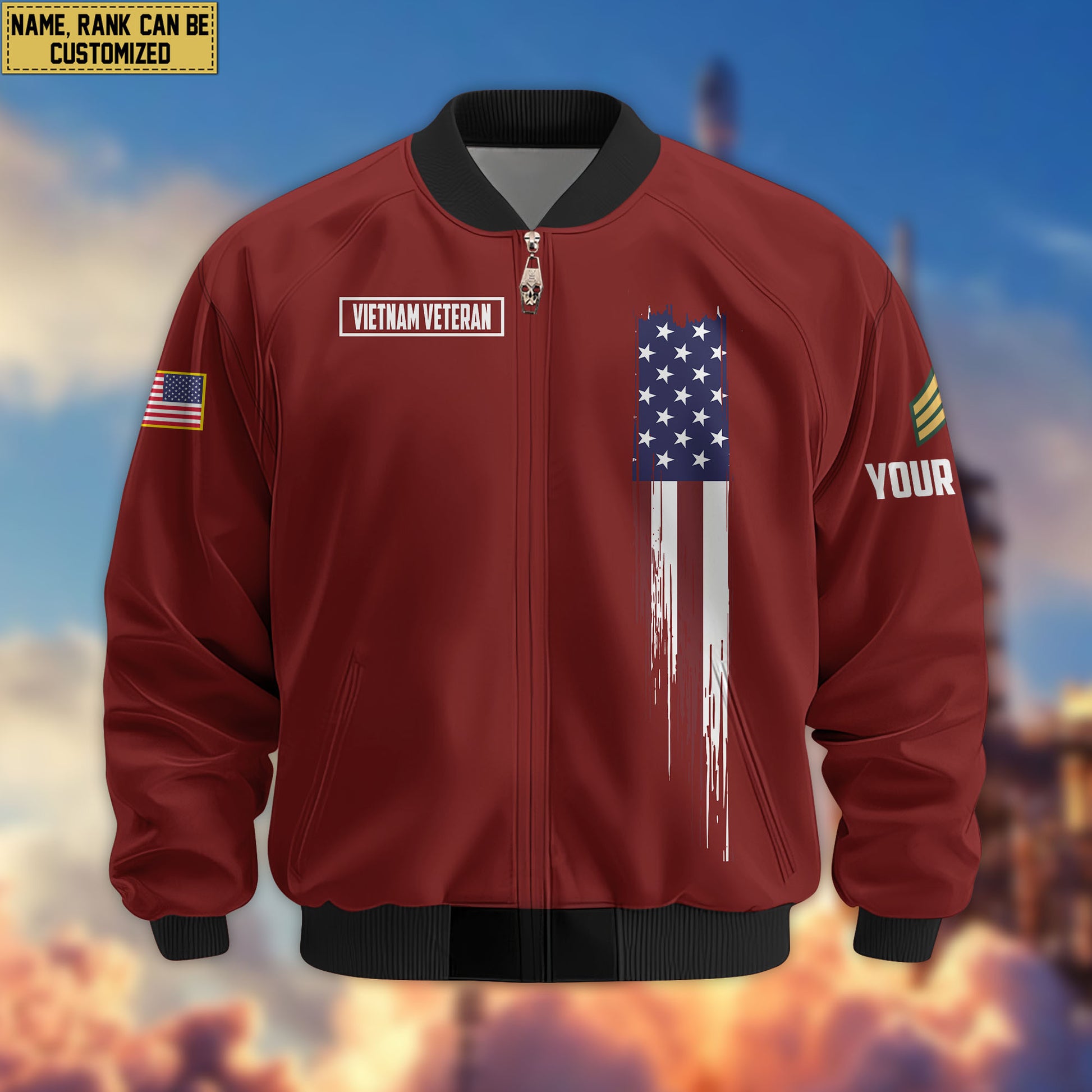 Premium Custom Vietnam Veteran Bomber Jacket VPVC802806, Gifts For Vietnam Veteran, Gifts On Father's Day, Veterans Day.