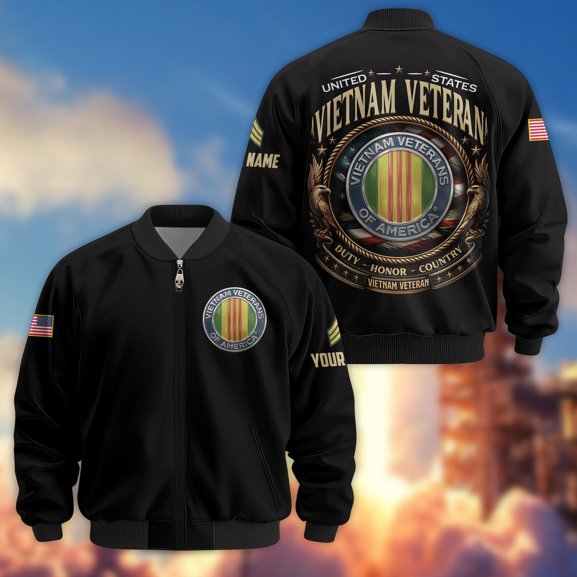 Premium Custom Vietnam Veteran Bomber Jacket VPVC803006, Gifts For Vietnam Veteran, Gifts On Father's Day, Veterans Day.