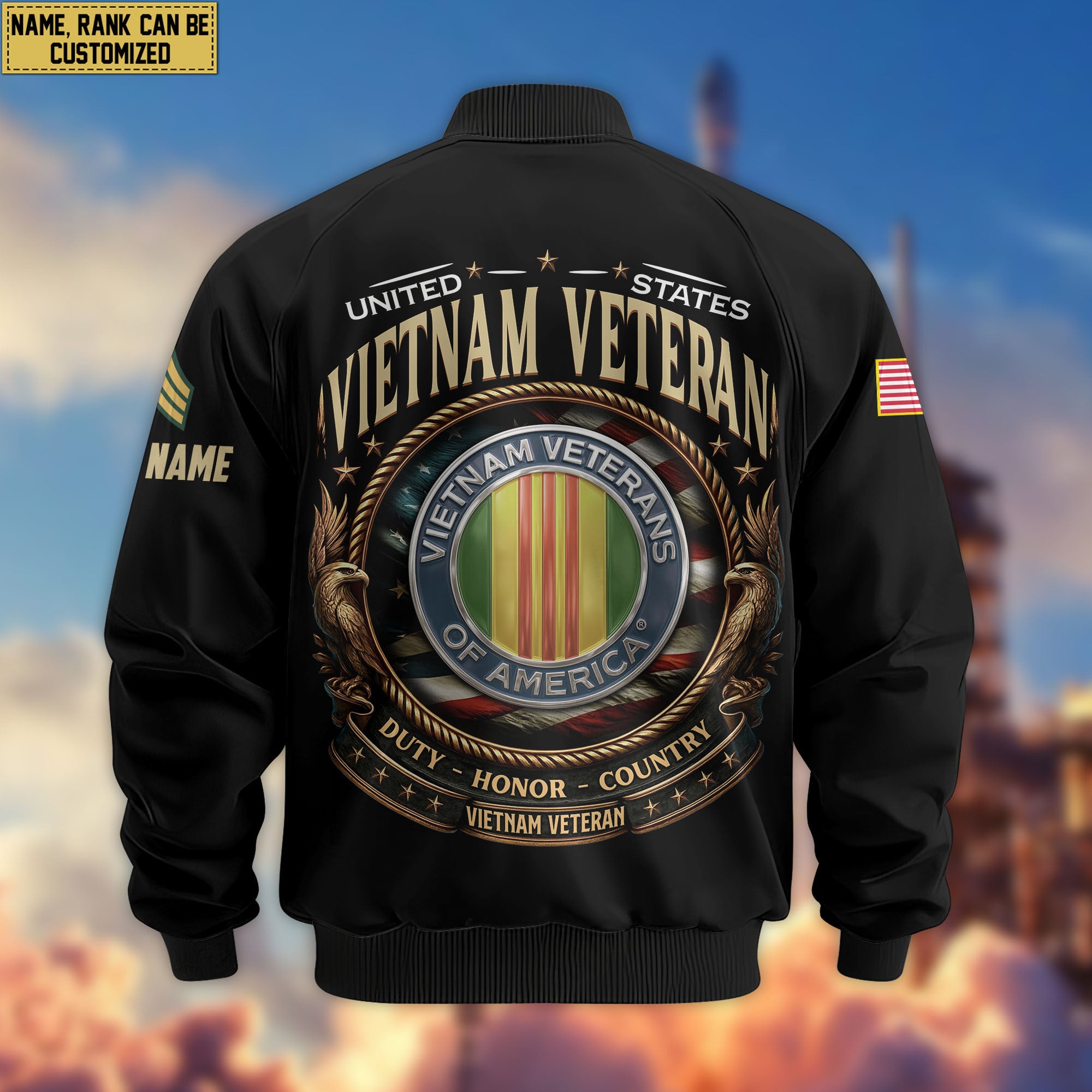 Premium Custom Vietnam Veteran Bomber Jacket VPVC803006, Gifts For Vietnam Veteran, Gifts On Father's Day, Veterans Day.