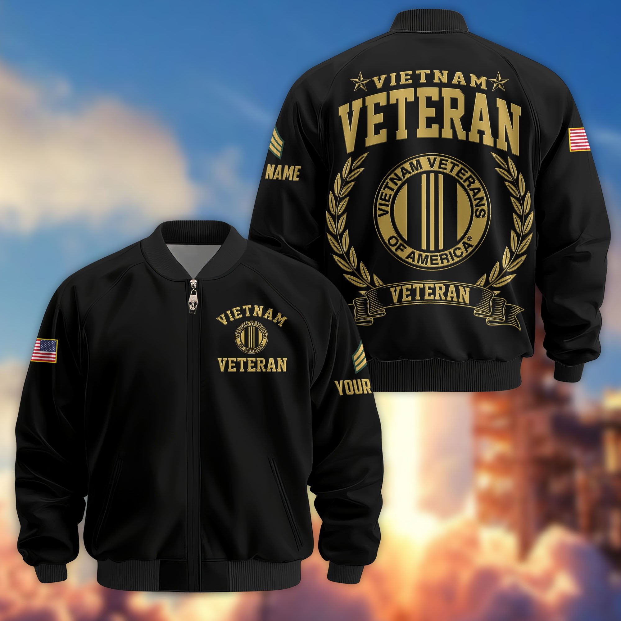 Premium Custom Vietnam Veteran Bomber Jacket VPVC803106, Gifts For Vietnam Veteran, Gifts On Father's Day, Veterans Day.