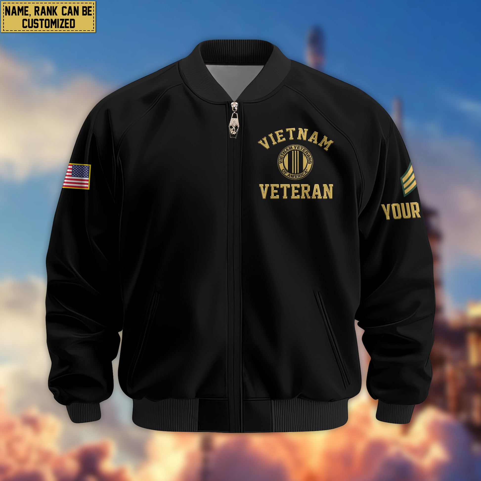 Premium Custom Vietnam Veteran Bomber Jacket VPVC803106, Gifts For Vietnam Veteran, Gifts On Father's Day, Veterans Day.