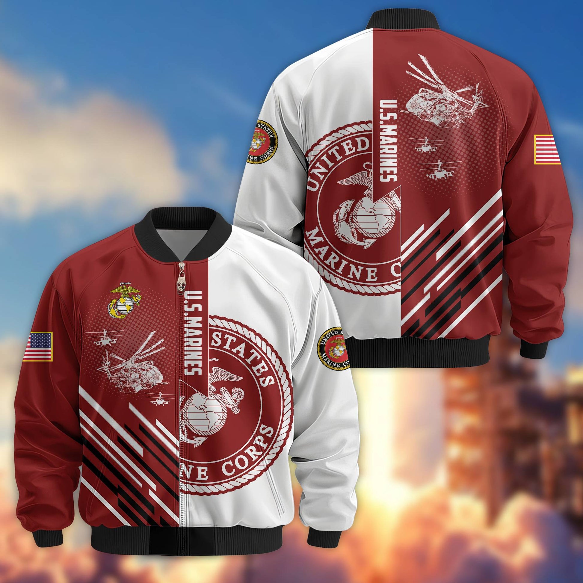 Premium USMC Veteran Bomber Jacket VPVC803403, Gifts For US Marine Veteran, Gifts On Father's Day, Veterans Day.