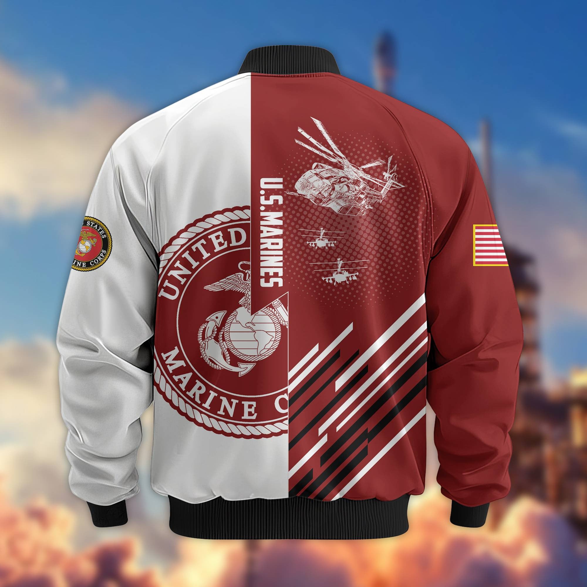 Premium USMC Veteran Bomber Jacket VPVC803403, Gifts For US Marine Veteran, Gifts On Father's Day, Veterans Day.