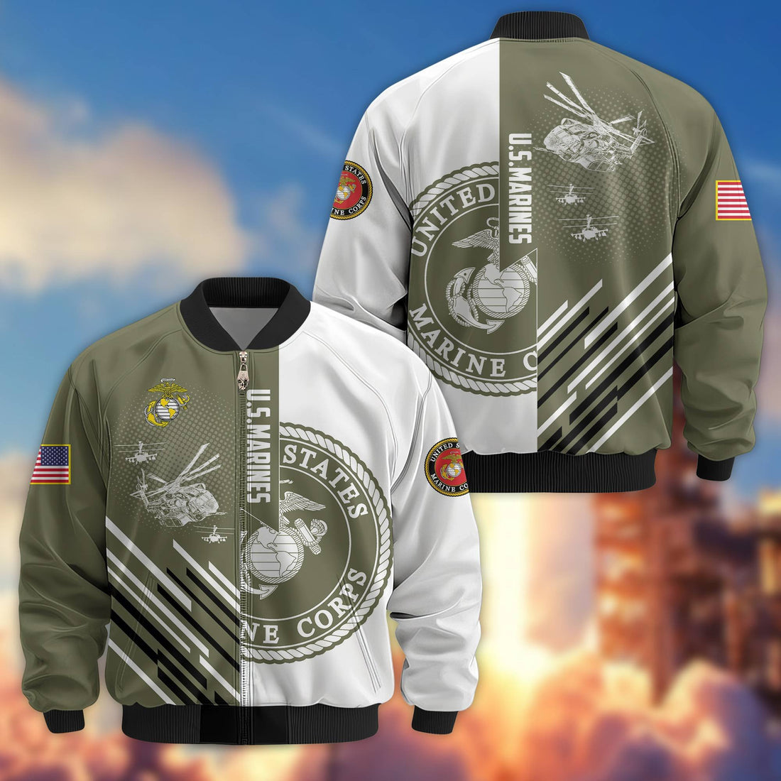 Premium USMC Veteran Bomber Jacket VPVC803411, Gifts For US Marine Veteran, Gifts On Father's Day, Veterans Day.