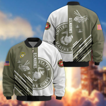 Premium USMC Veteran Bomber Jacket VPVC803411, Gifts For US Marine Veteran, Gifts On Father's Day, Veterans Day.