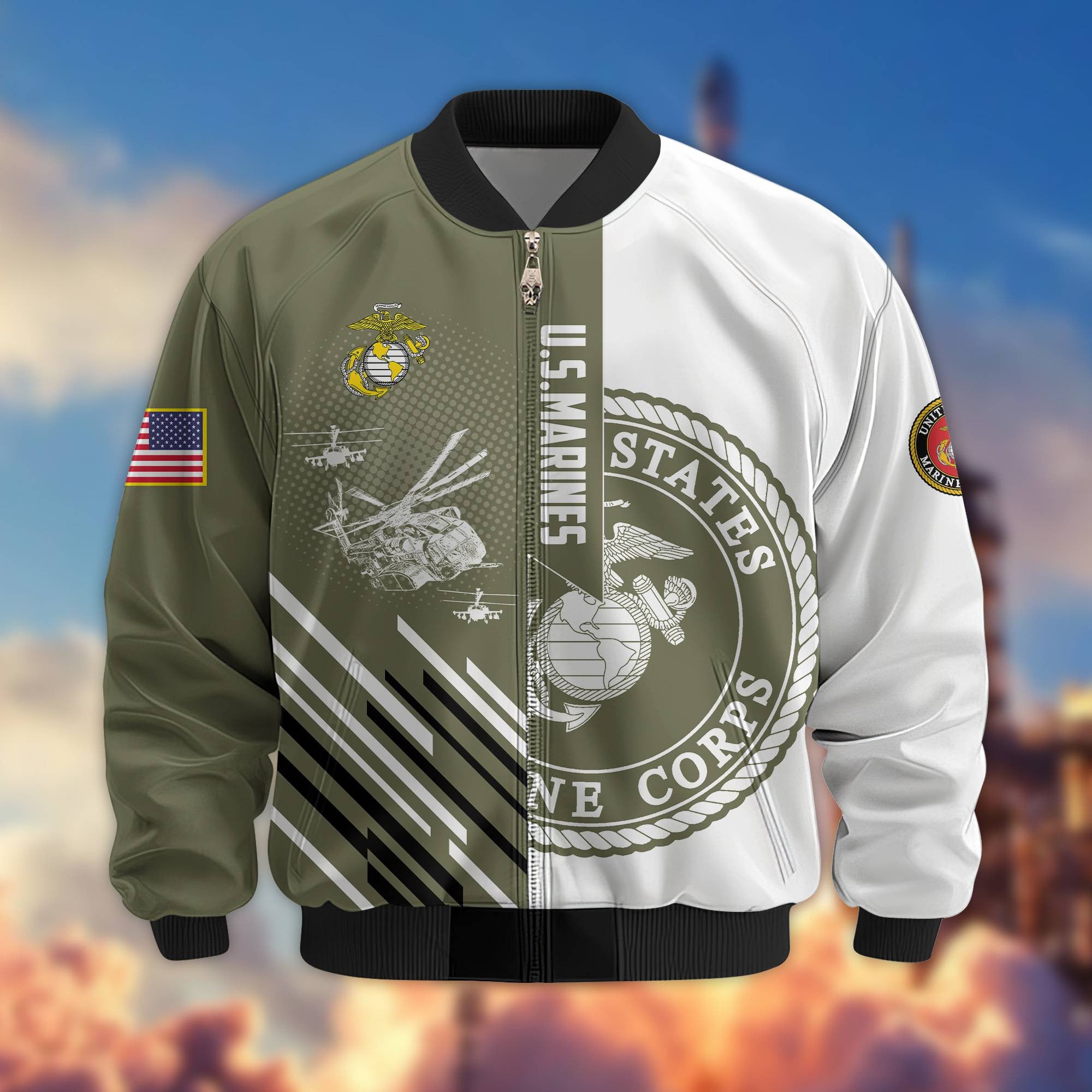 Premium USMC Veteran Bomber Jacket VPVC803411, Gifts For US Marine Veteran, Gifts On Father's Day, Veterans Day.