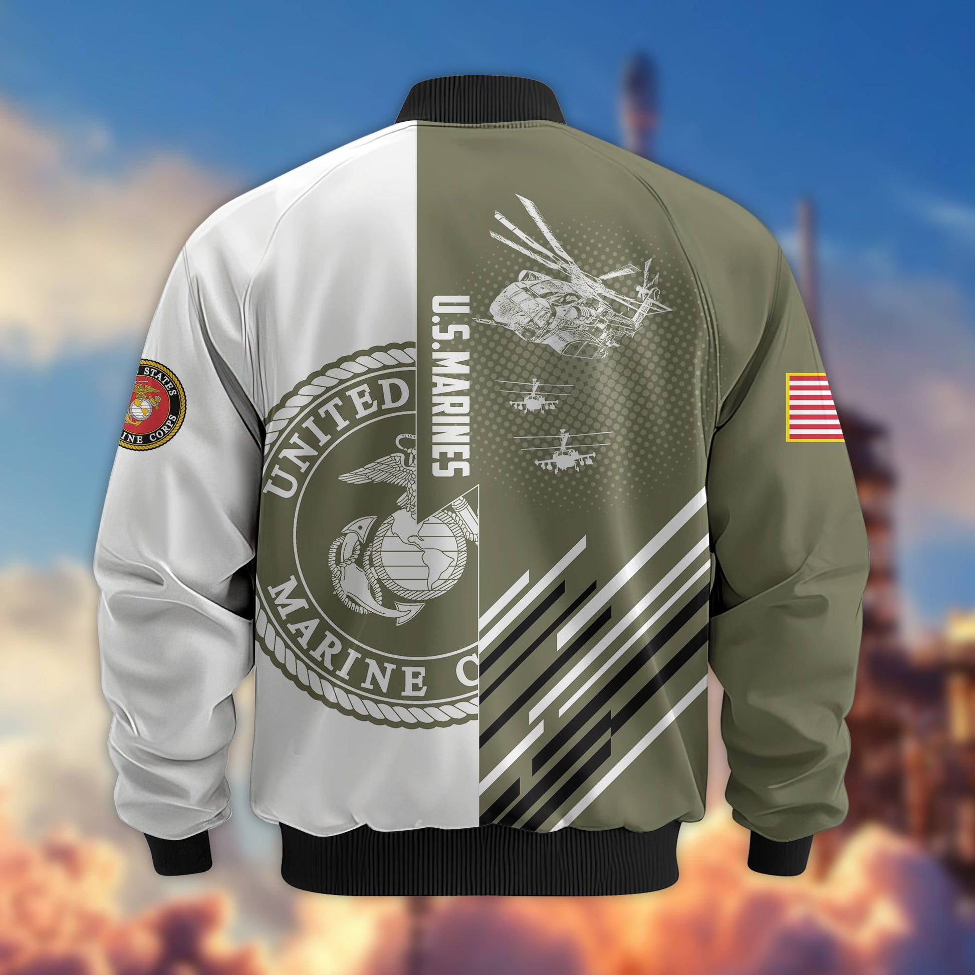 Premium USMC Veteran Bomber Jacket VPVC803411, Gifts For US Marine Veteran, Gifts On Father's Day, Veterans Day.