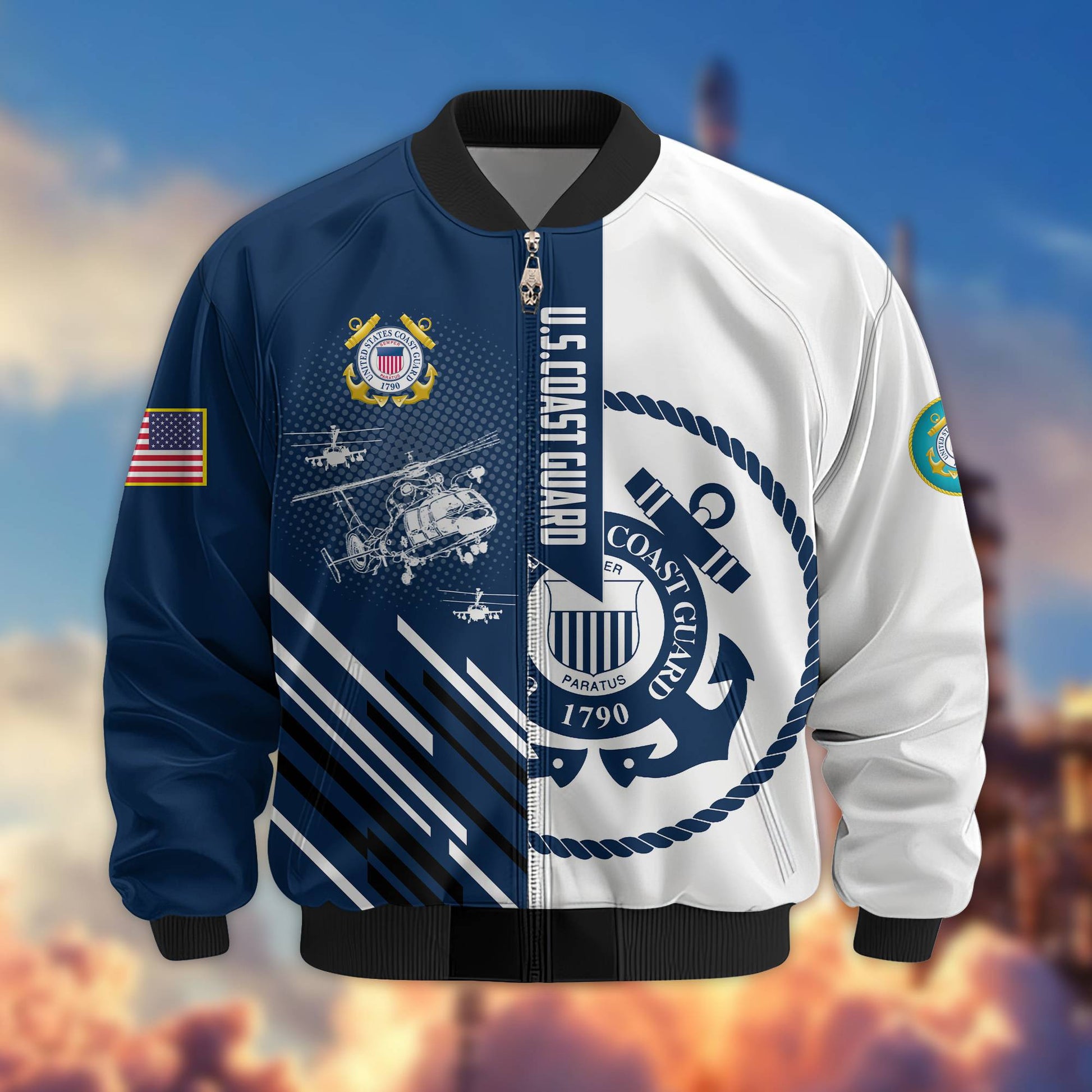 Premium USCG Veteran Bomber Jacket VPVC803405, Gifts For Coast Guard Veteran, Gifts On Father's Day, Veterans Day.