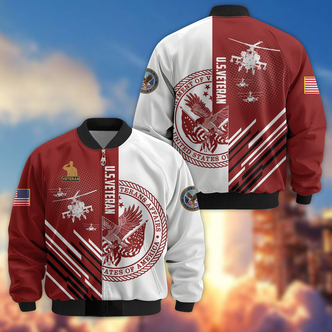 Premium US Veteran Bomber Jacket VPVC803407, Gifts For US Veteran, Gifts On Father's Day, Veterans Day.