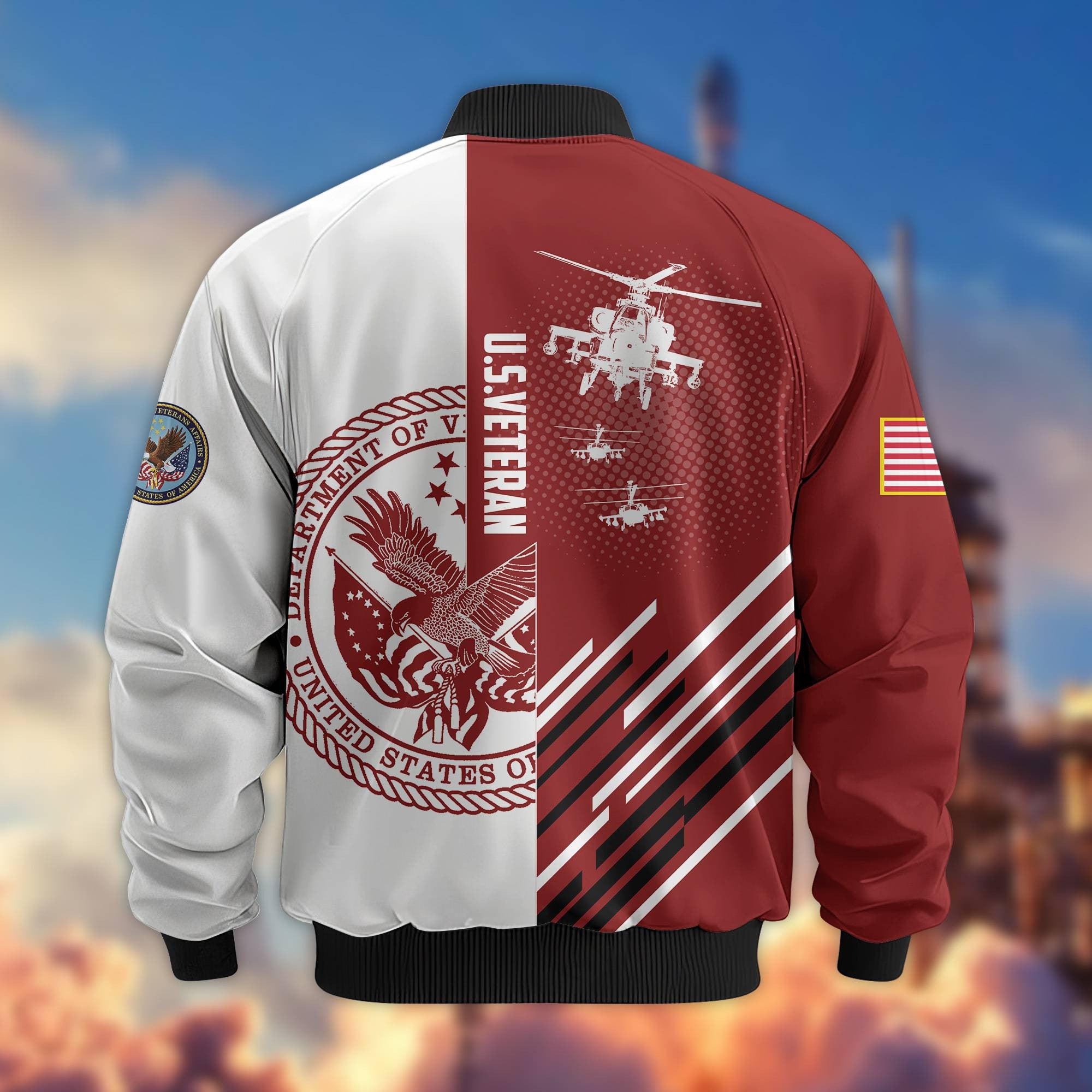 Premium US Veteran Bomber Jacket VPVC803407, Gifts For US Veteran, Gifts On Father's Day, Veterans Day.