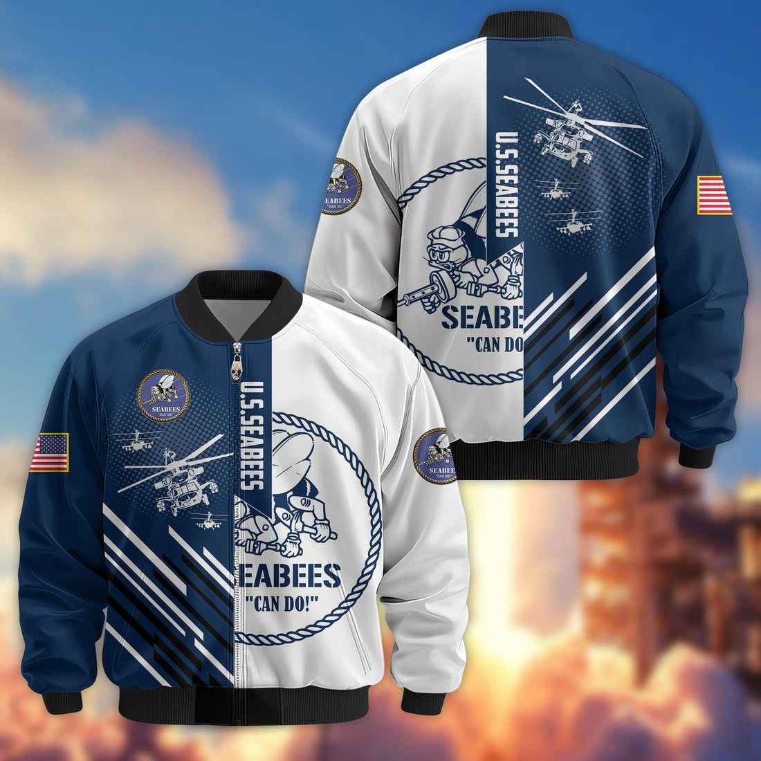 Premium US Seabees Bomber Jacket VPVC803409, Gifts For Seabees Veteran, Gifts On Father's Day, Veterans Day.