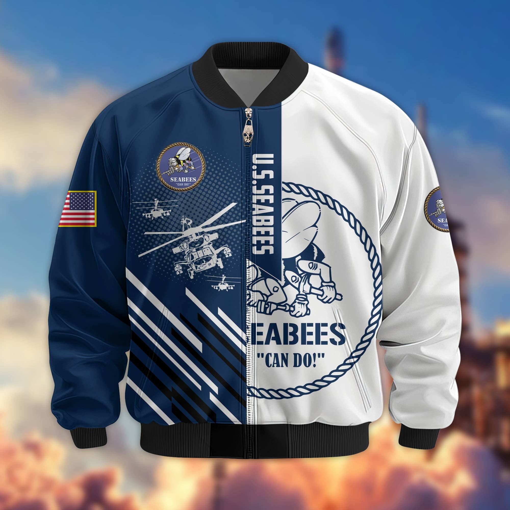 Premium US Seabees Bomber Jacket VPVC803409, Gifts For Seabees Veteran, Gifts On Father's Day, Veterans Day.