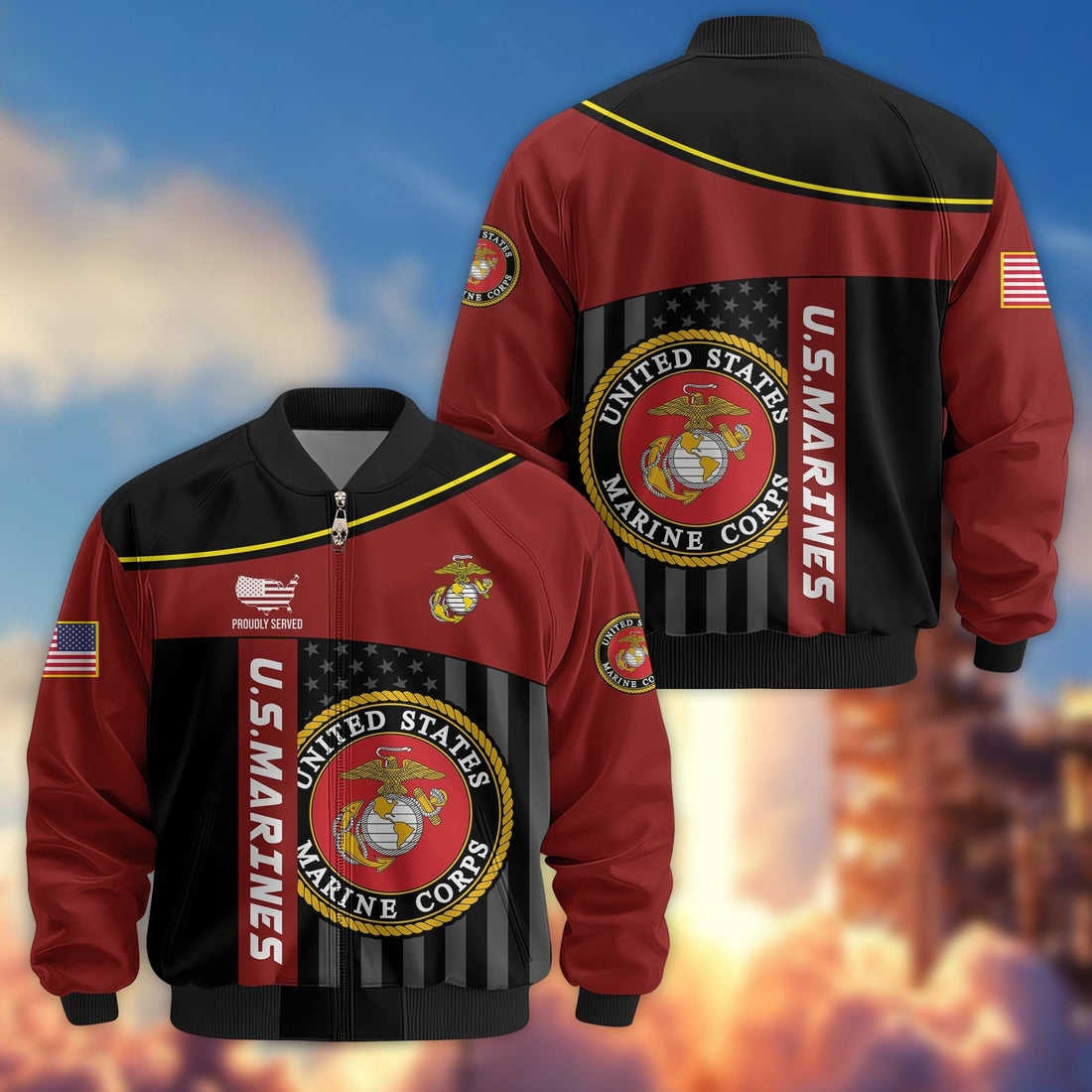 Premium USMC Veteran Bomber Jacket VPVC803503, Gifts For US Marine Veteran, Gifts On Father's Day, Veterans Day.