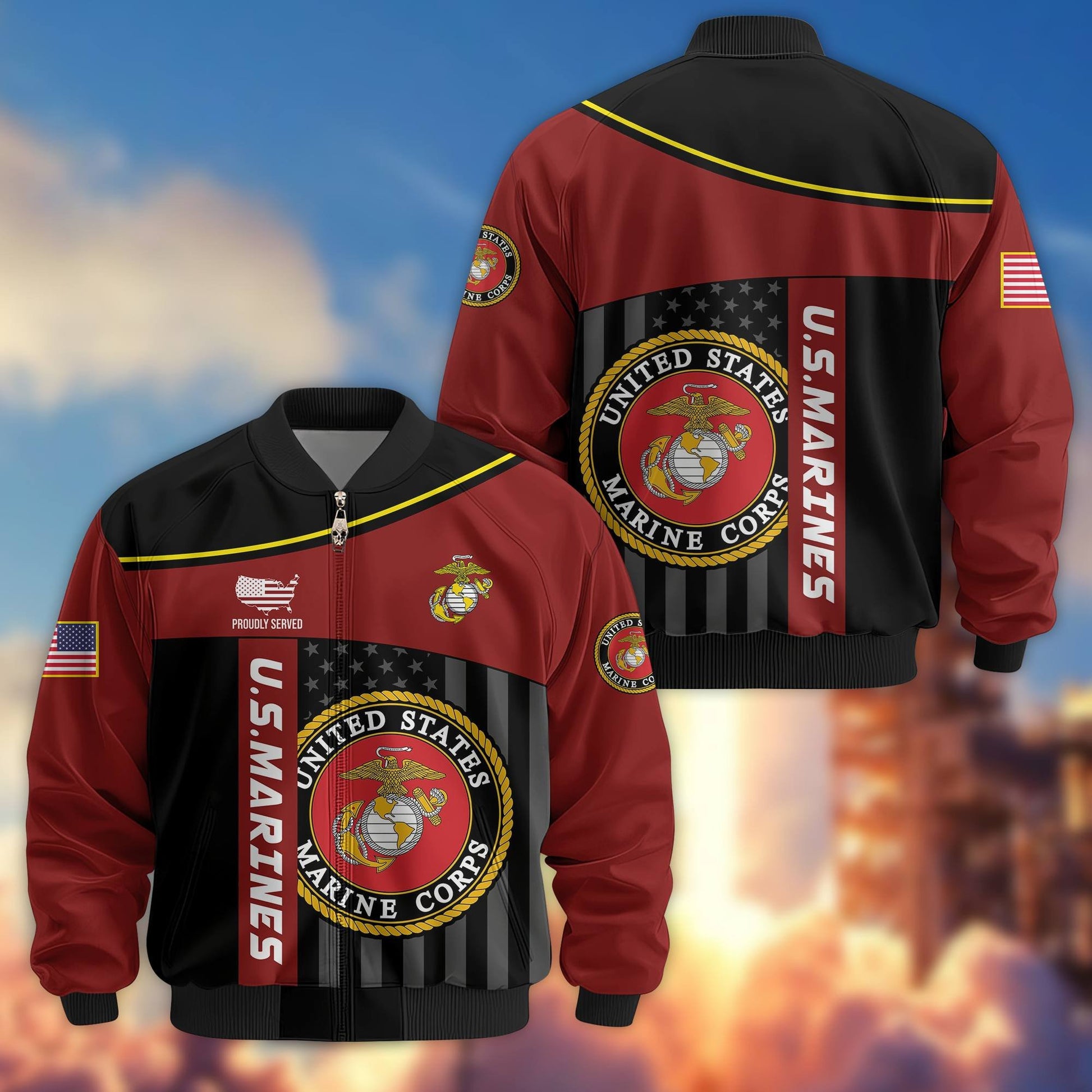 Premium USMC Veteran Bomber Jacket VPVC803503, Gifts For US Marine Veteran, Gifts On Father's Day, Veterans Day.