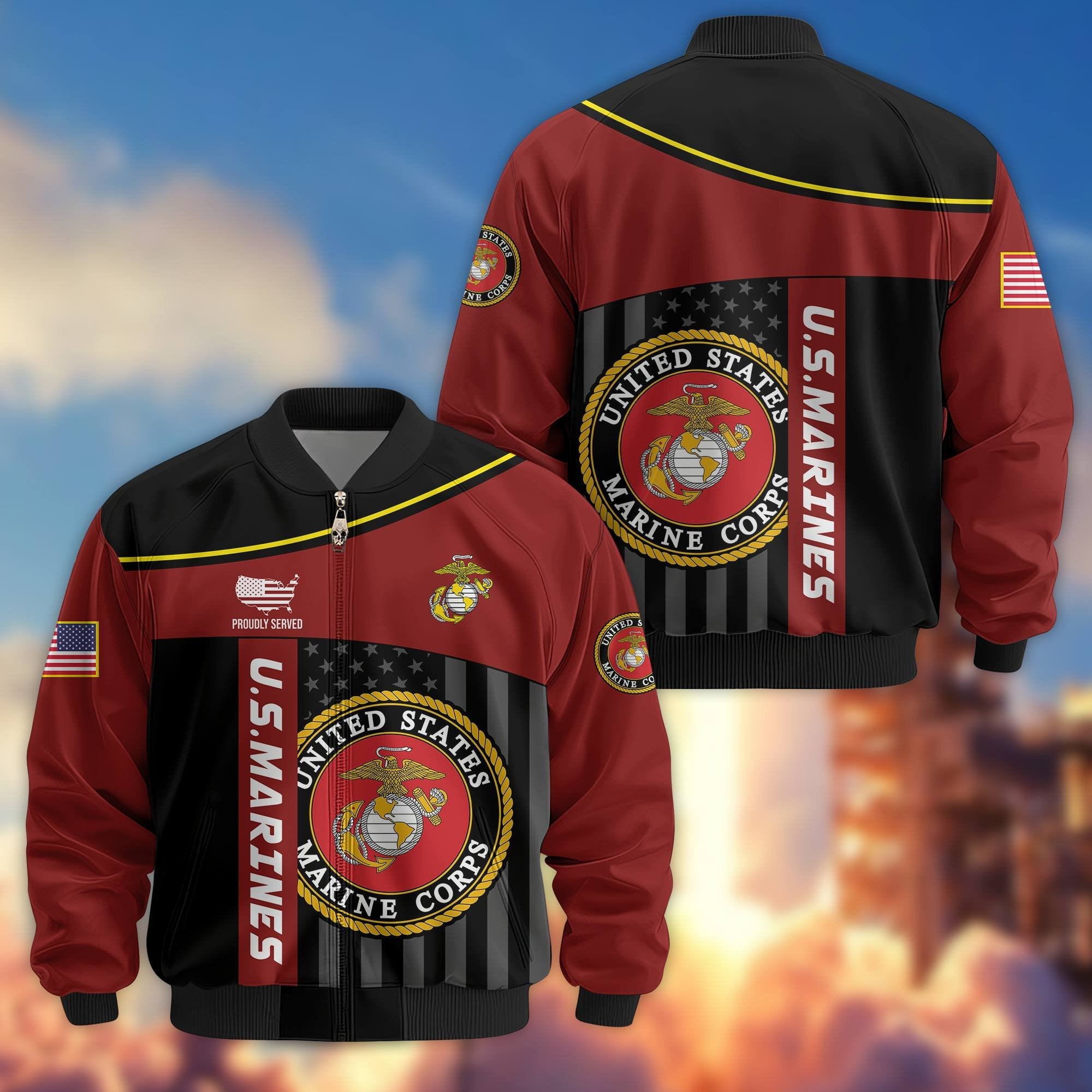 Premium USMC Veteran Bomber Jacket VPVC803503, Gifts For US Marine Veteran, Gifts On Father's Day, Veterans Day.