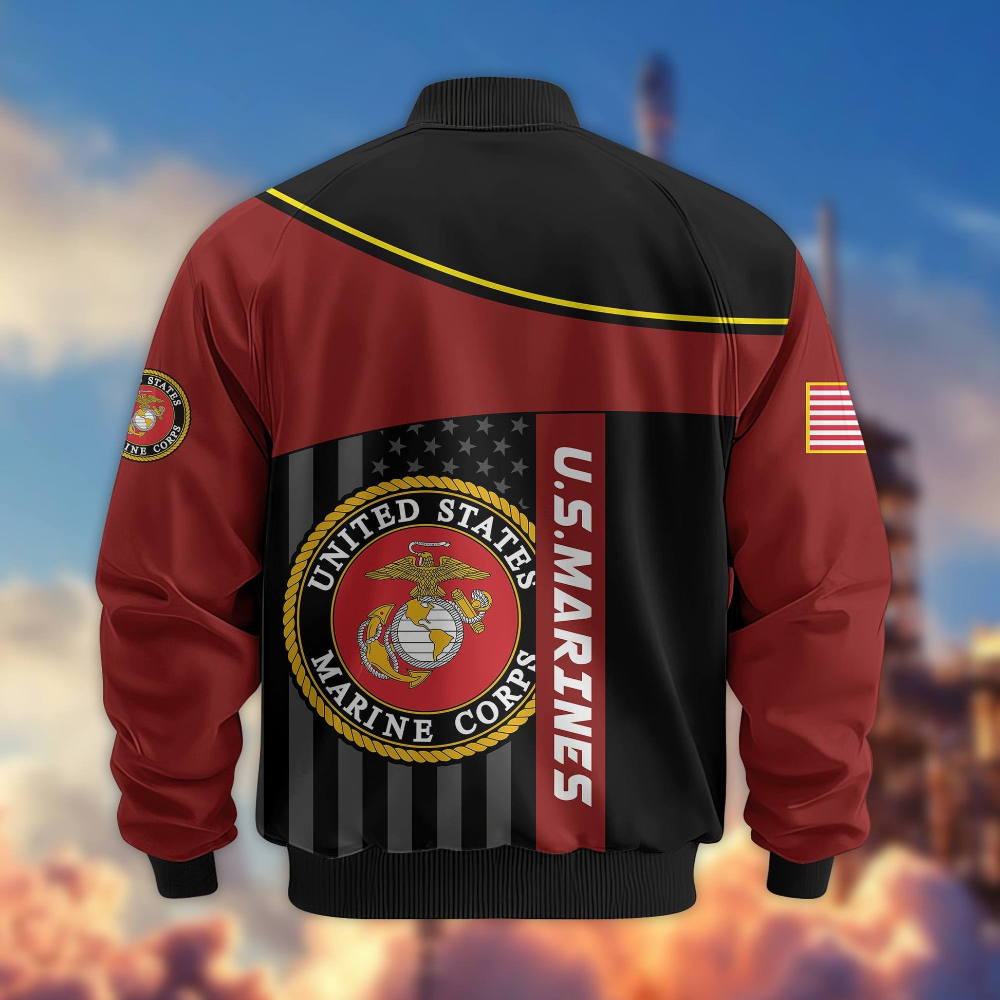 Premium USMC Veteran Bomber Jacket VPVC803503, Gifts For US Marine Veteran, Gifts On Father's Day, Veterans Day.
