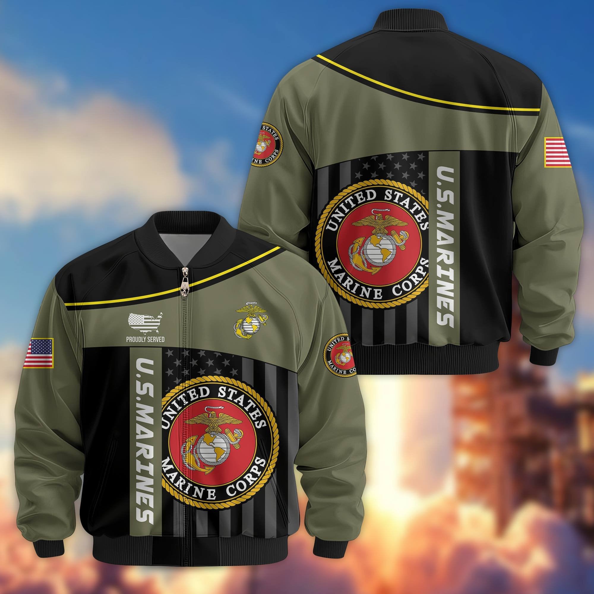 Premium USMC Veteran Bomber Jacket VPVC803511, Gifts For US Marine Veteran, Gifts On Father's Day, Veterans Day.