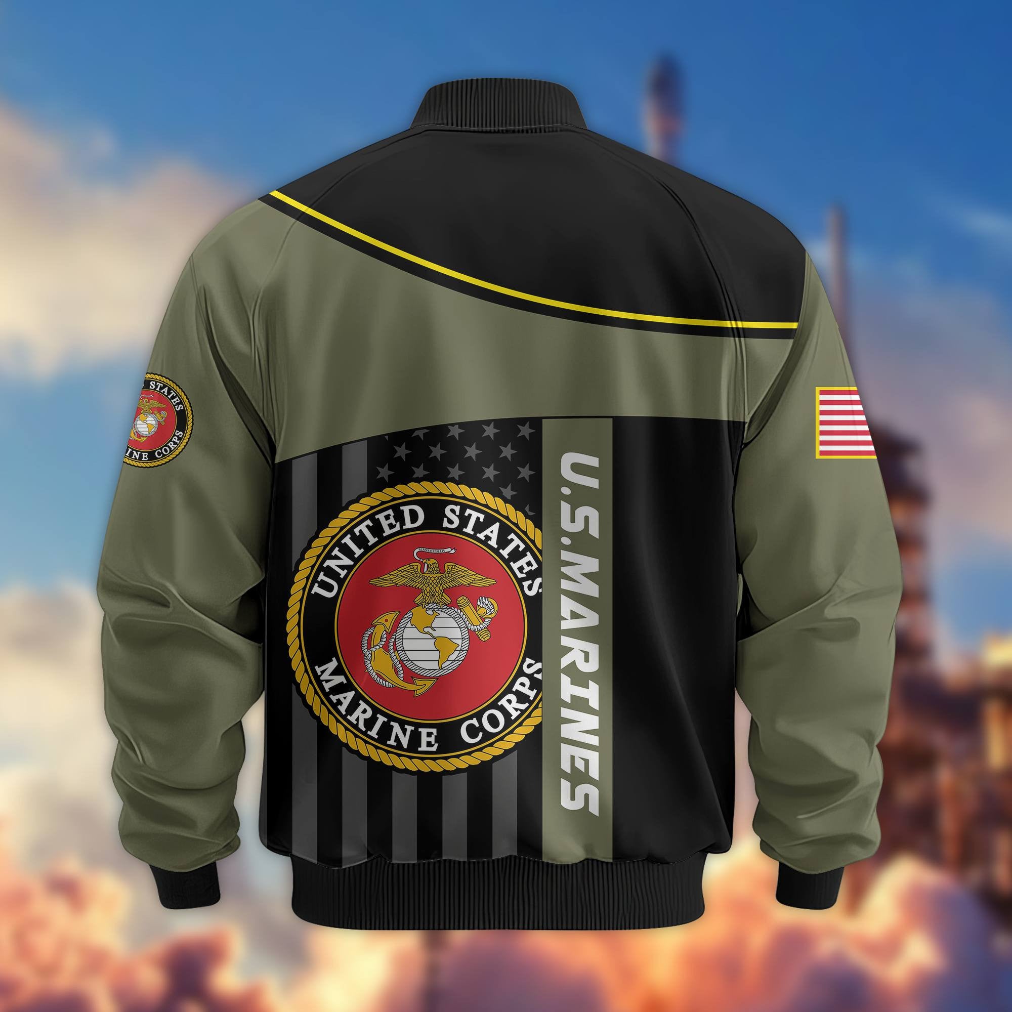 Premium USMC Veteran Bomber Jacket VPVC803511, Gifts For US Marine Veteran, Gifts On Father's Day, Veterans Day.
