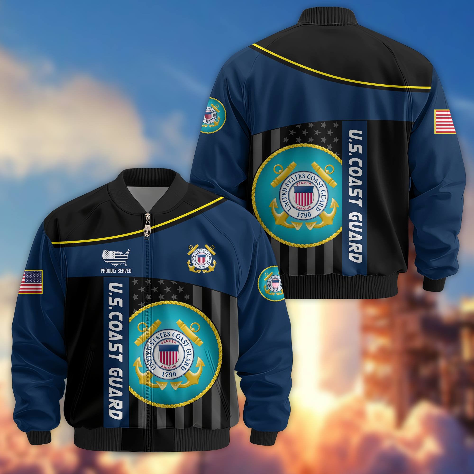 Premium USCG Veteran Bomber Jacket VPVC803505, Gifts For Coast Guard Veteran, Gifts On Father's Day, Veterans Day.