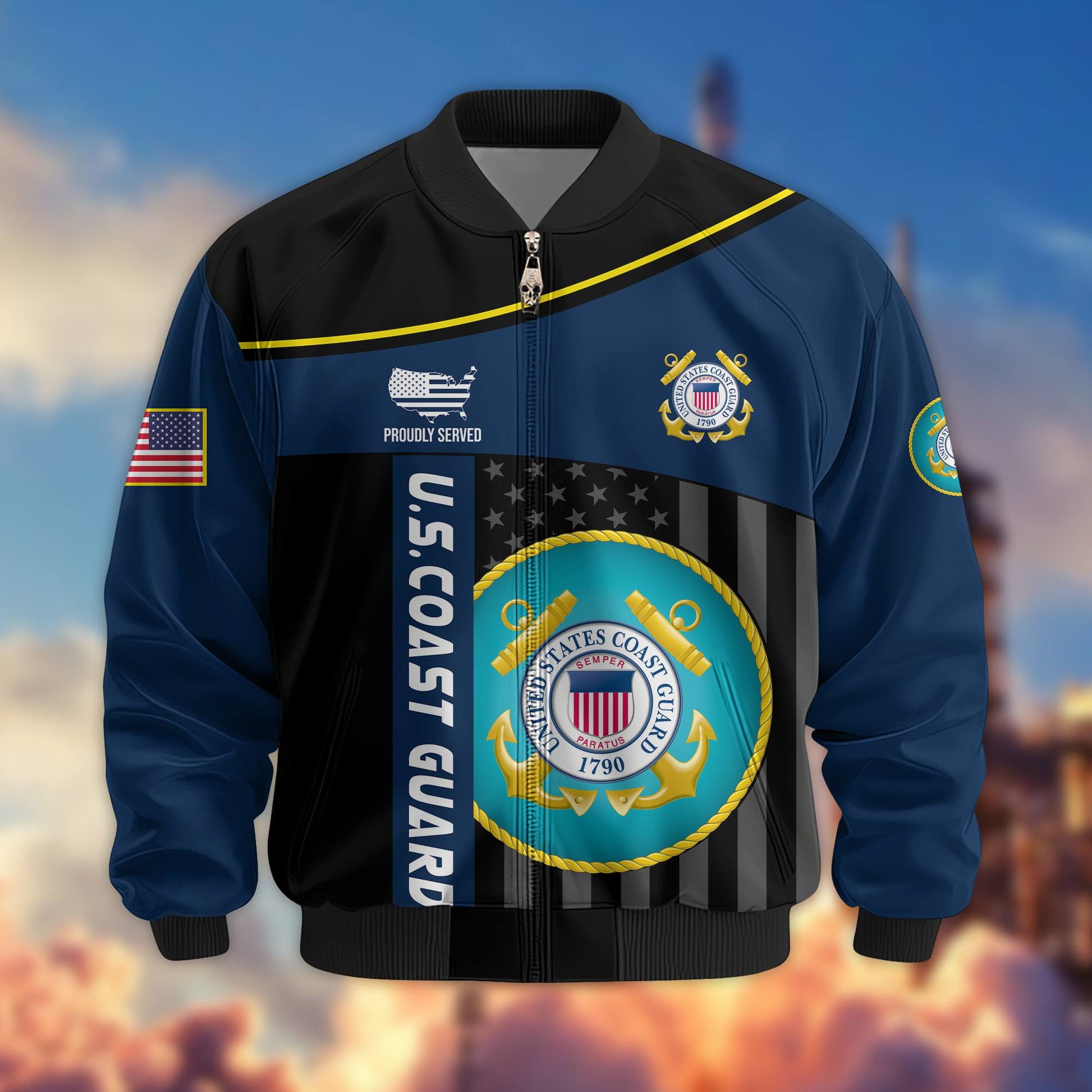 Premium USCG Veteran Bomber Jacket VPVC803505, Gifts For Coast Guard Veteran, Gifts On Father's Day, Veterans Day.